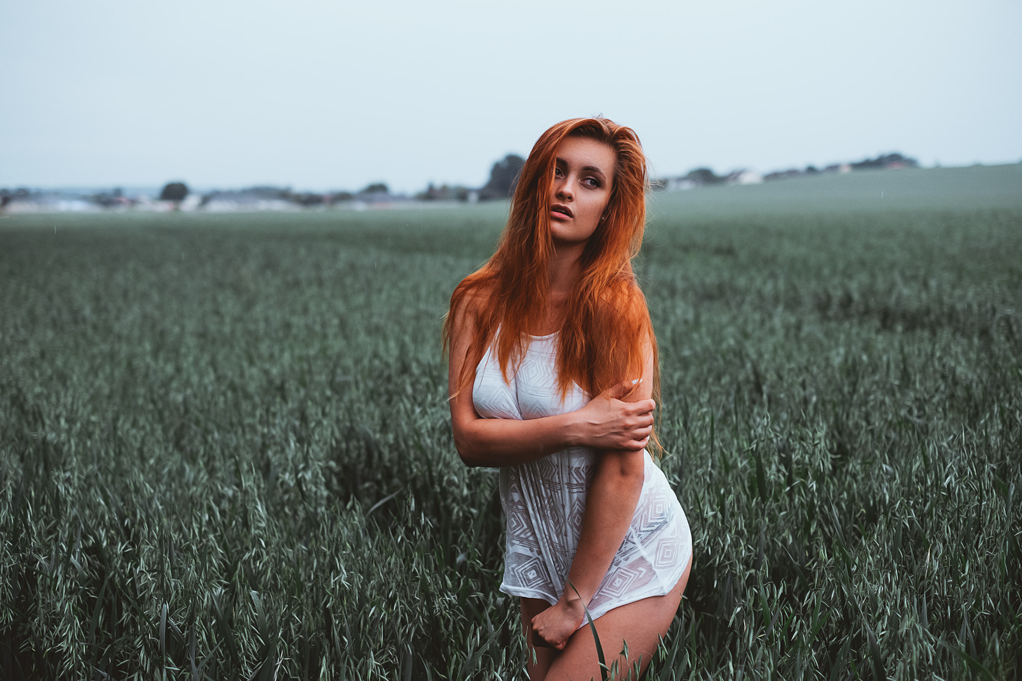 2048x1365 Wallpaper : redhead, portrait, women outdoors, see through clothing, white clothing Motta123 1406983 HD Wallpapers