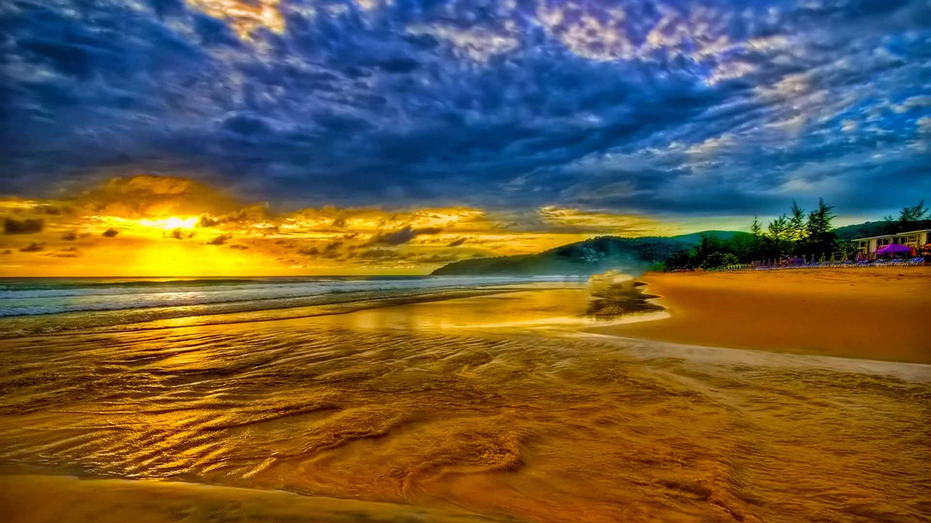1920x1080 sandy beach sky clouds Wallpaper HD