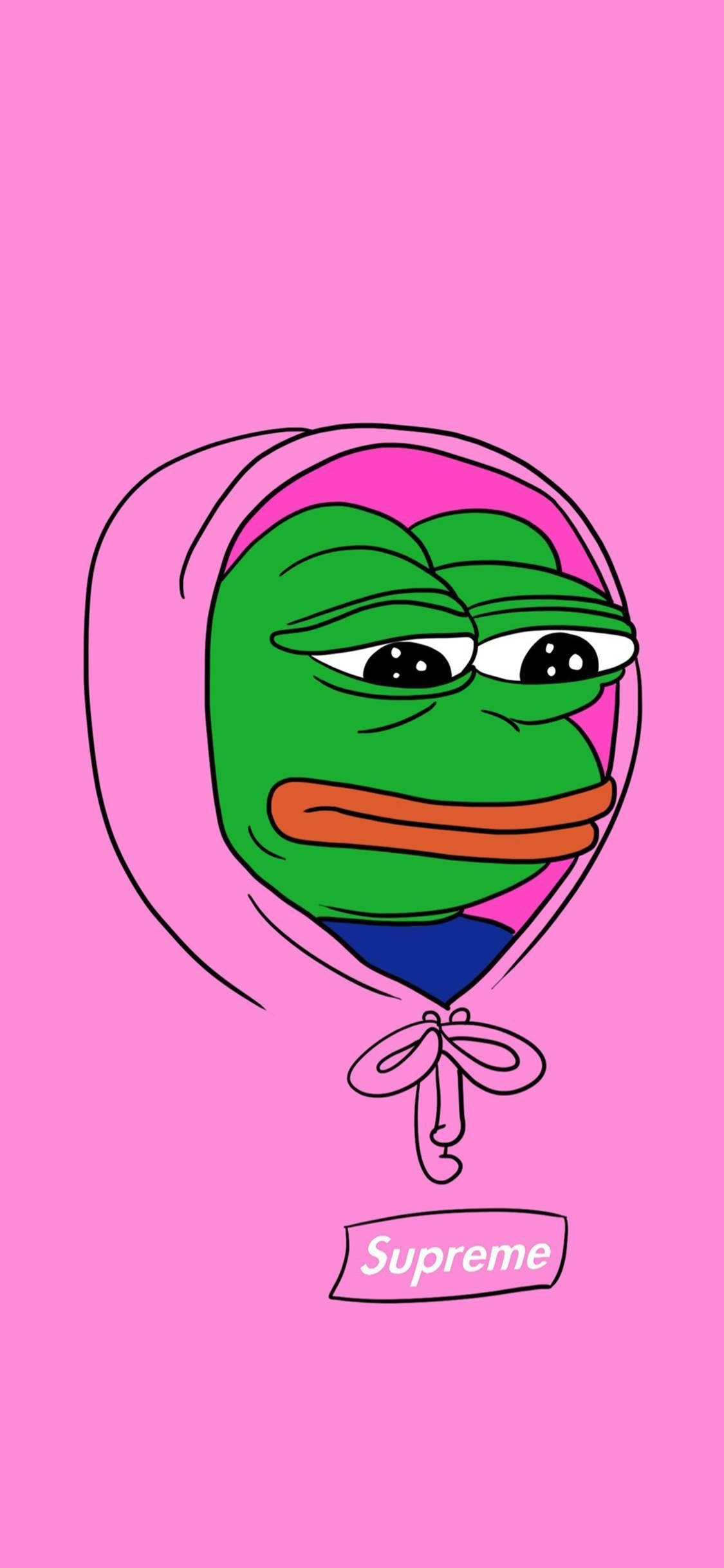 1125x2436 Download Pepe The Frog In Supreme Wallpaper