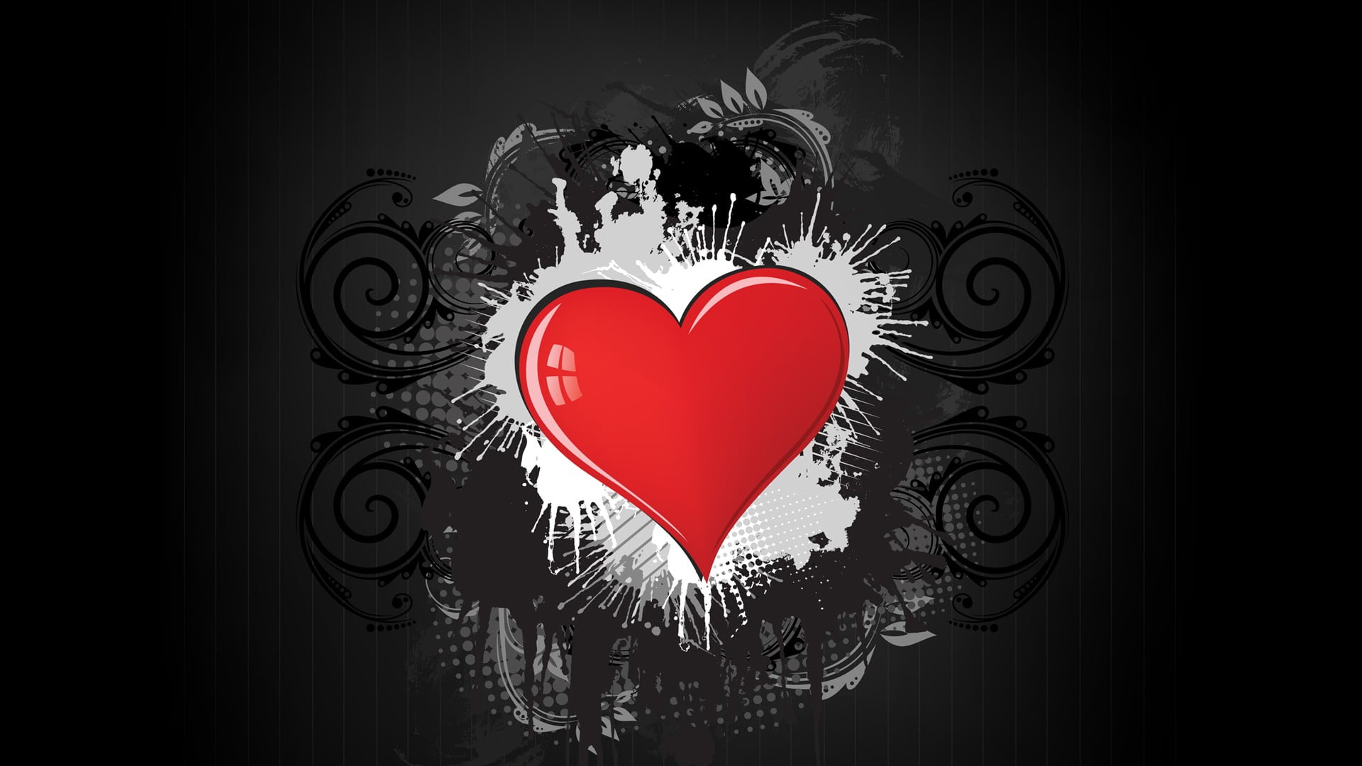1920x1080 Red heart with white and black background illustration HD wallpaper |