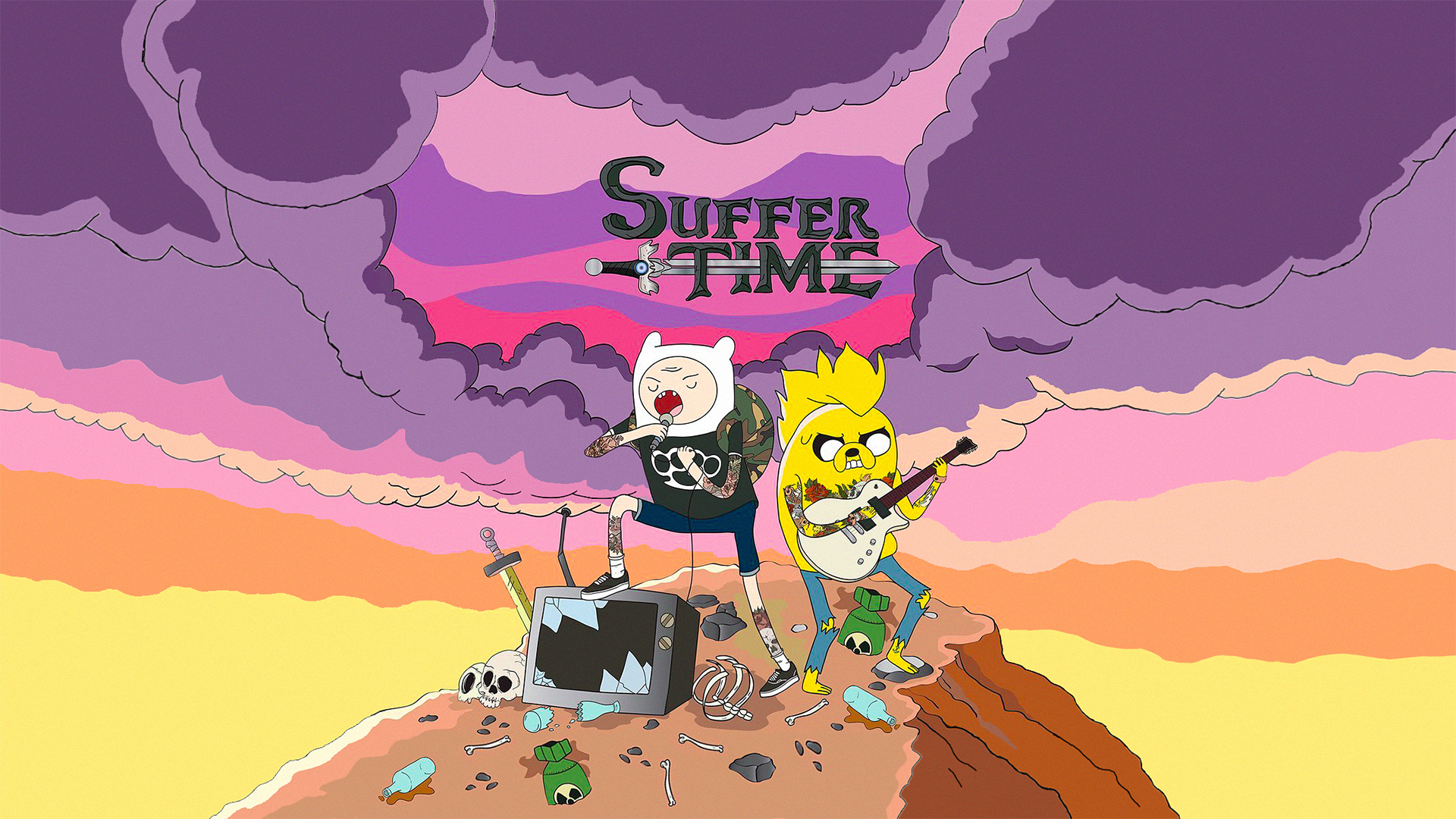 1920x1080 Download wallpaper Punk, Rock, Jake, Adventure Time, Finn, Suffer Time, Pop- Punk, section miscellanea in resoluti