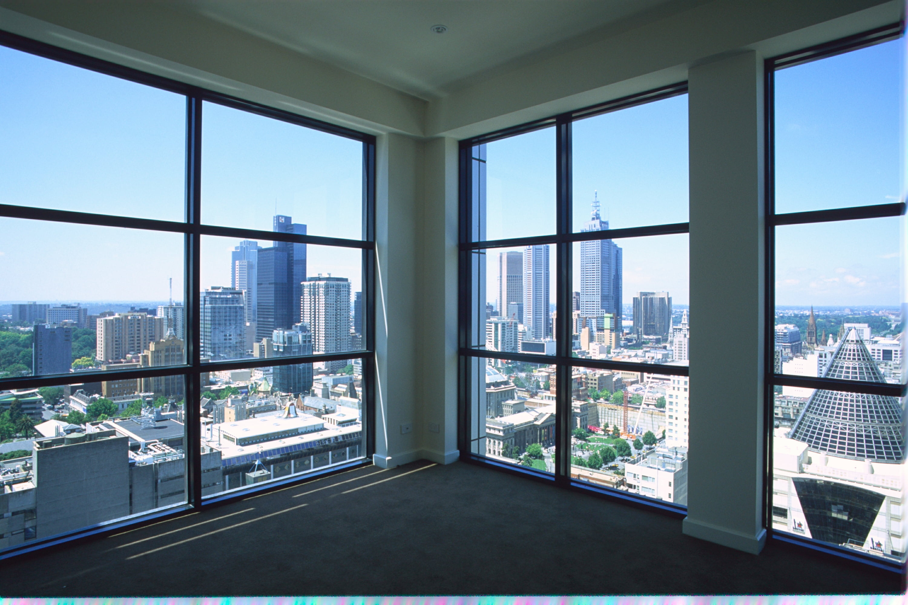 3000x2000 Glass windows with black frames, interior design, construction site, skyscraper, window HD wallpaper