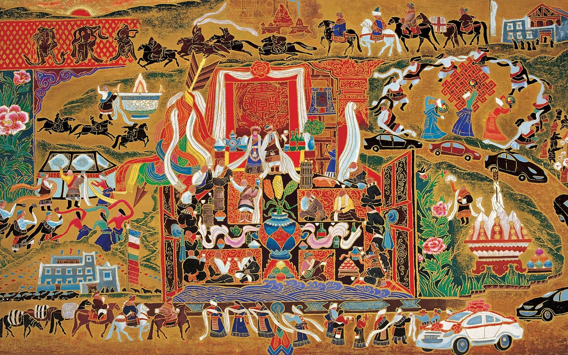 1920x1200 XiangBa (Tibet Woodcut) Computer Wallpapers, Desktop Backgrounds ... | Thangka painting, Painting, Oriental art