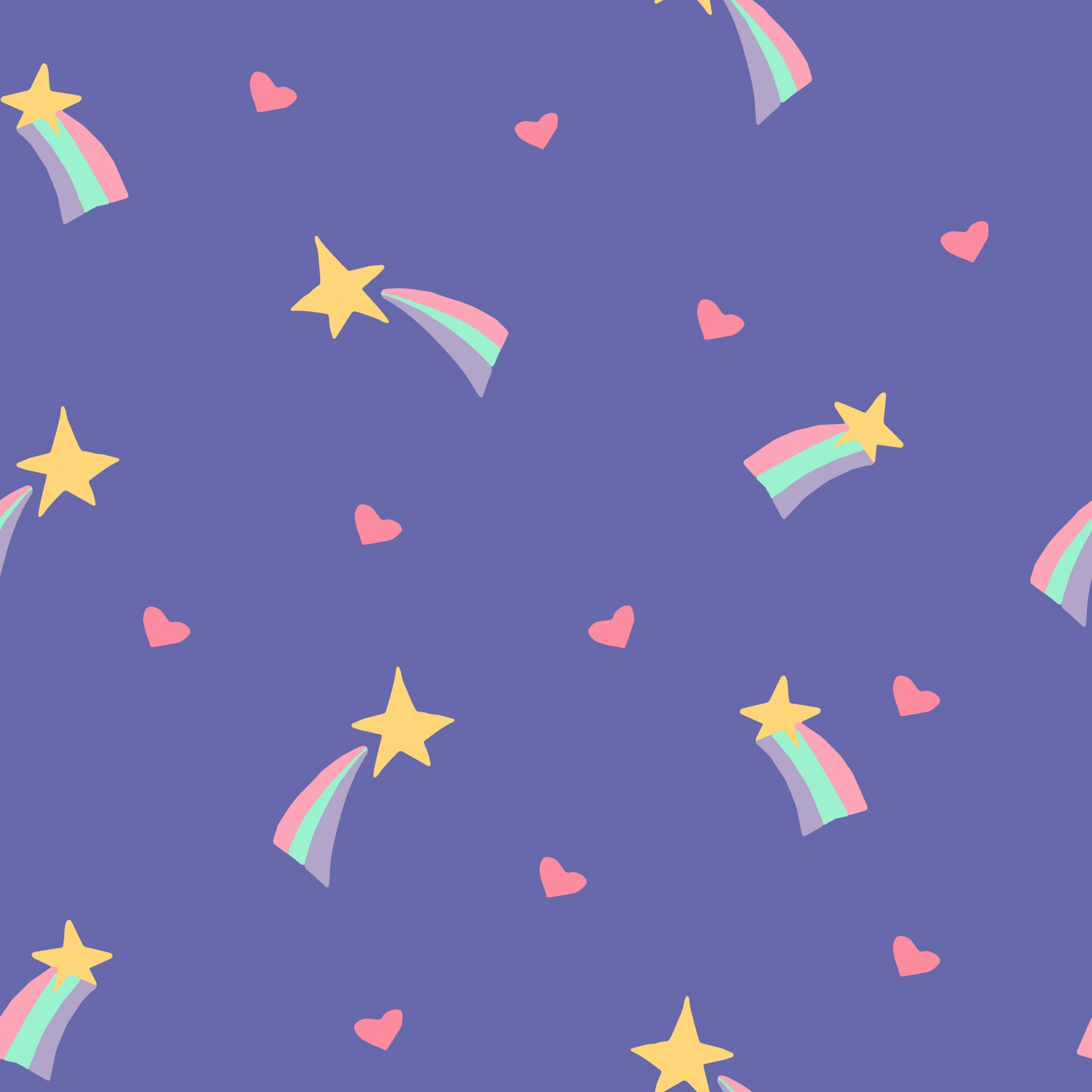 1920x1920 star, rainbow, heart seamless pattern hand drawn. . wallpaper, wrapping paper, textile, background fairy tale nursery pastel cute 8545205 Vector Art