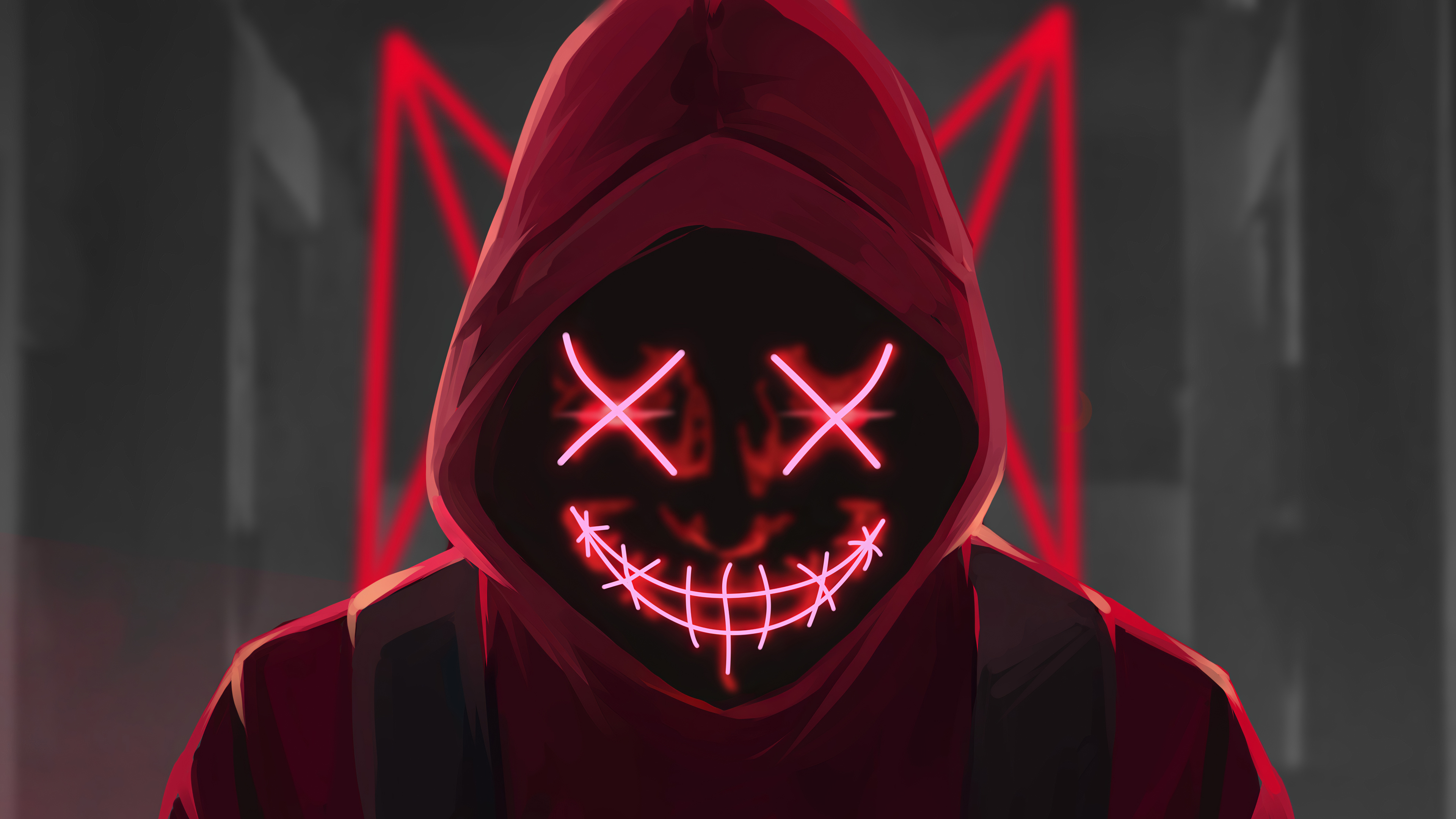 3840x2160 Red Mask Neon Eyes 4k, HD Artist, 4k Wallpapers, Images, Backgrounds, Photos and Pictures