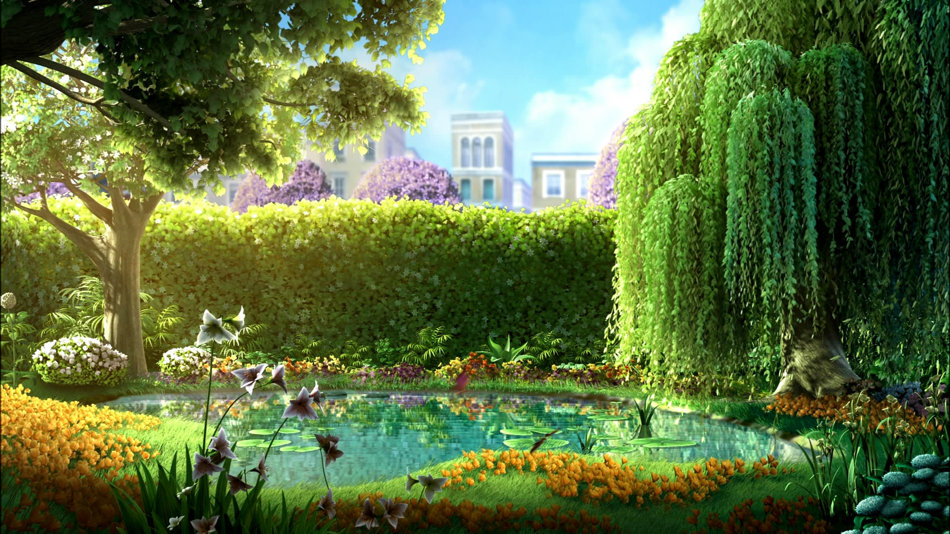 1920x1080 park, Summer, Pond, Tree, Flower, Trees, Garden Wallpapers HD / Desktop and Mobile Backgrounds