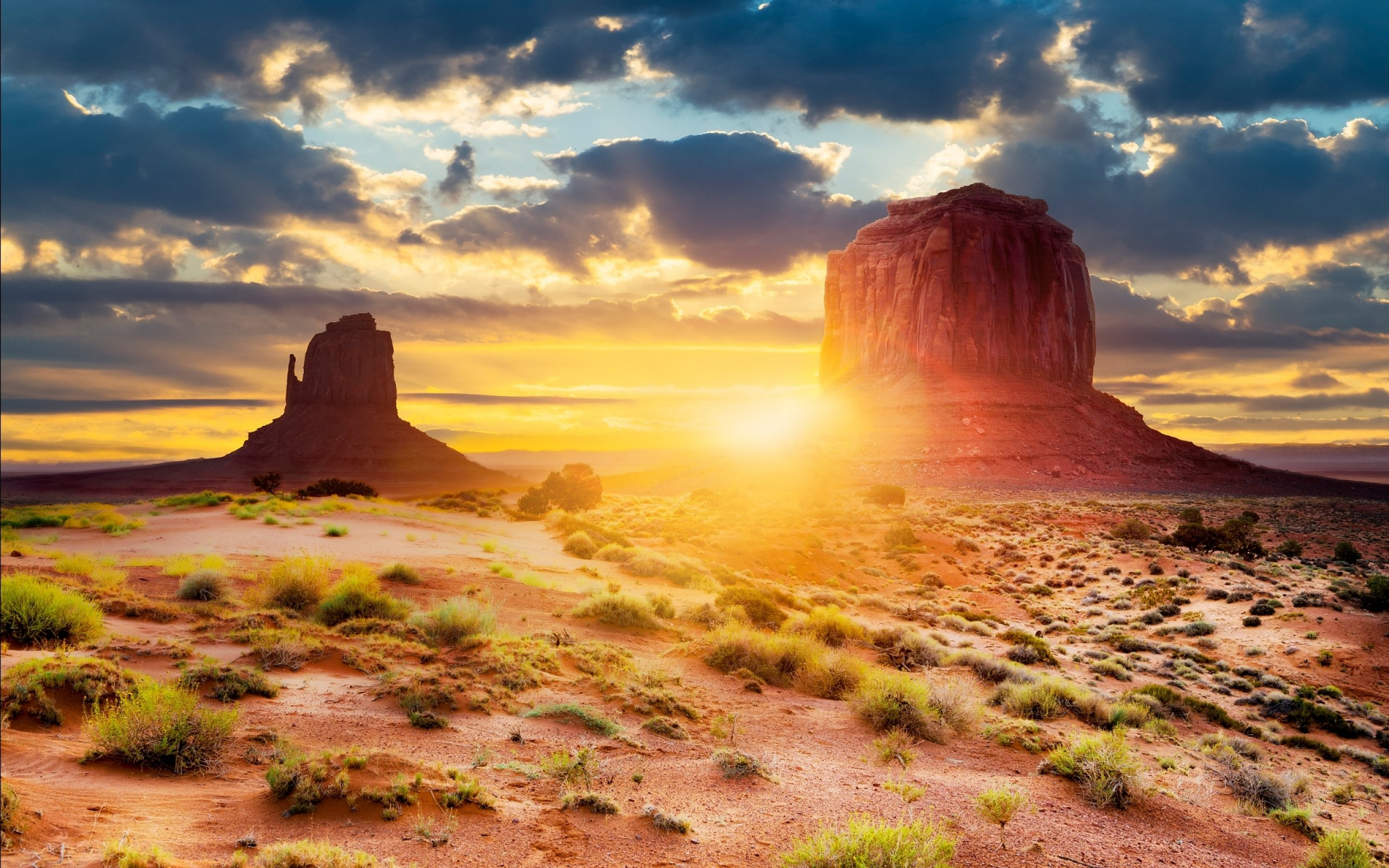 2560x1600 Clouds Landscape Navajo Utah Arizona Canyon Glow Sun Monument Valley desert sunset sunrise wallpaper | | 721055
