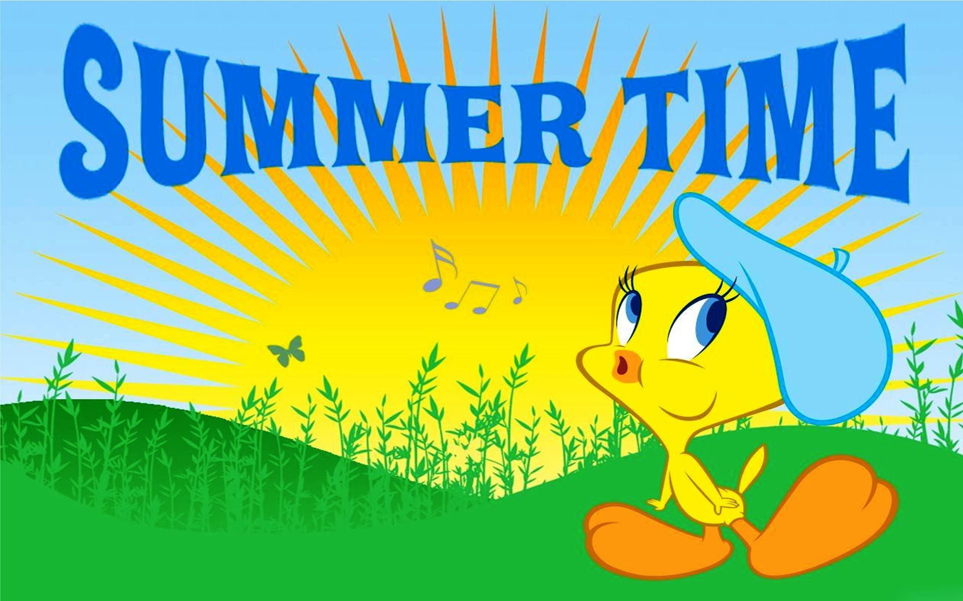 1920x1200 Cartoons Tweety Bird Summer Times Looney Tunes Hd Wallpaper :