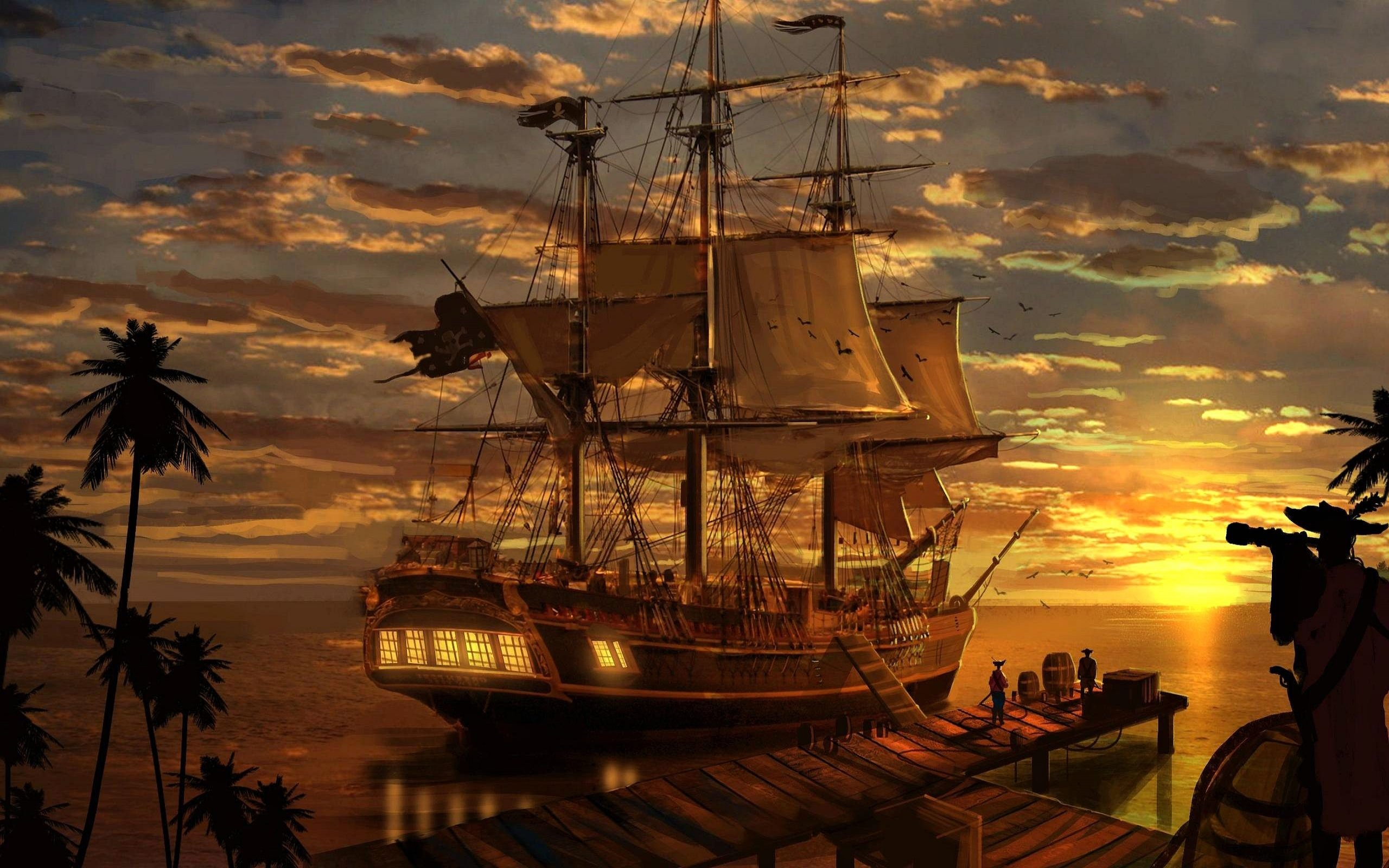 2560x1600 art, Artwork, Fantasy, Pirate, Pirates, Ship, Boat Wallpapers HD / Desktop and Mobile Backgrounds