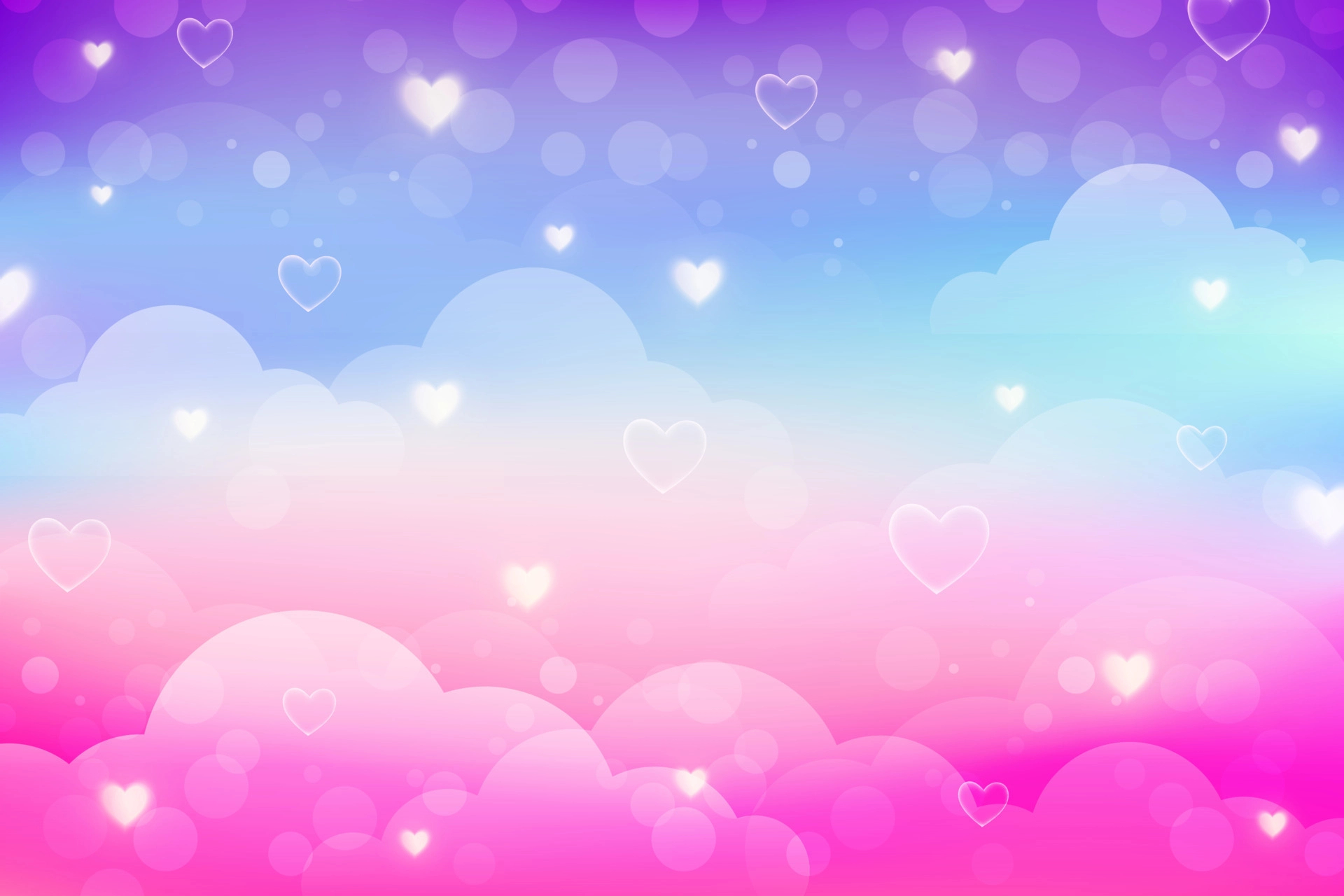 1920x1280 Rainbow unicorn background with clouds stars and hearts. Pastel color sky. Magical landscape, abstract fabulous pattern. Cute candy wallpaper. Vector. 10406876 Vector Art