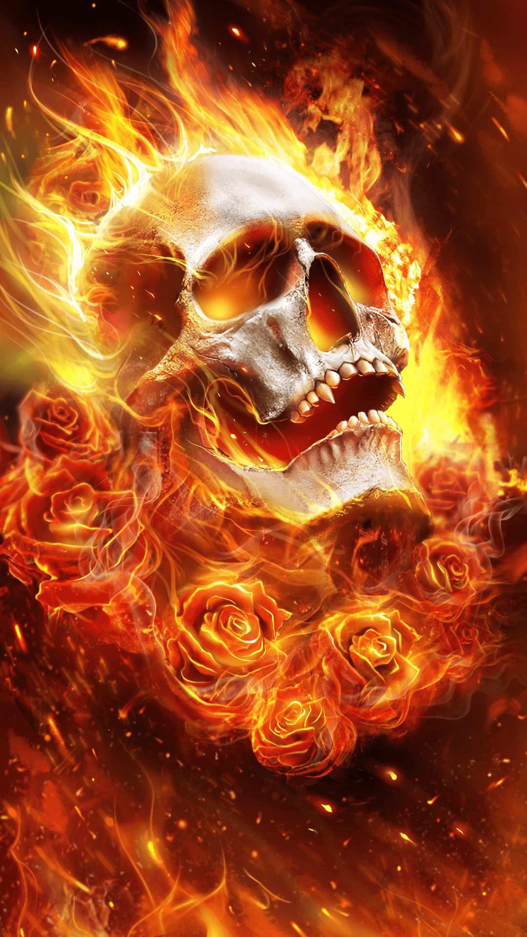 1080x1920 Red Flame Skull Wallpapers Top Free Red Flame Skull Backgrounds