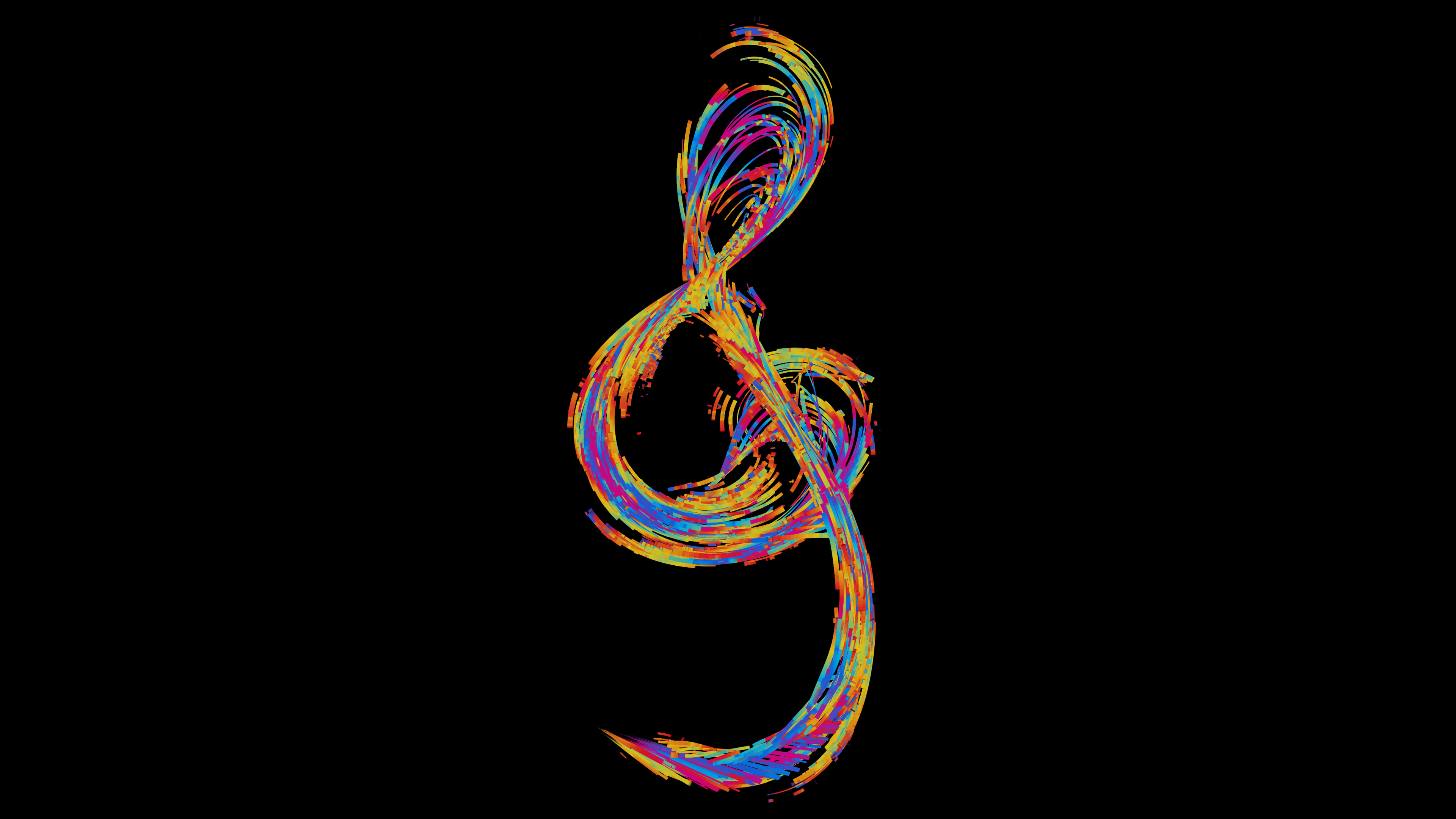 3840x2160 Colorful Black Background Musical Notes Digital Art Music Simple Background Minimalism Wallpaper Resolution: ID:1189764