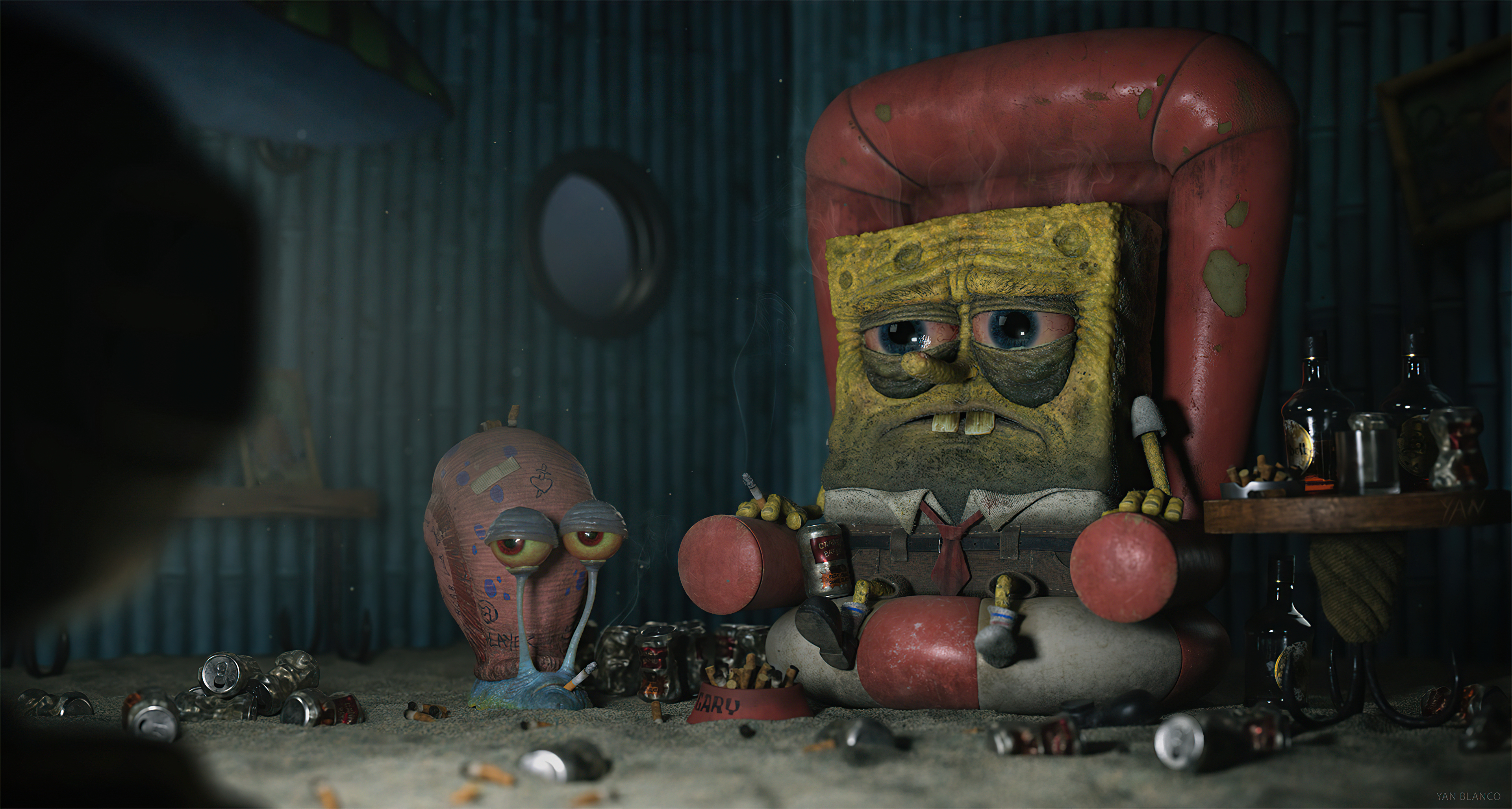 3840x2054 Spongebob Tired, HD Cartoons, 4k Wallpapers, Images, Backgrounds, Photos and Pictures