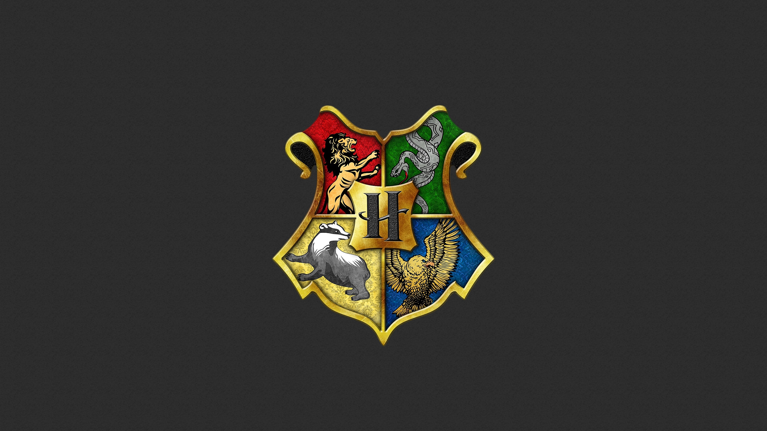 2560x1440 Harry Potter Badges: Gryffindor, Slytherin, Hufflepuff and Ravenclaw Wallpaper 2k Quad HD ID:3548