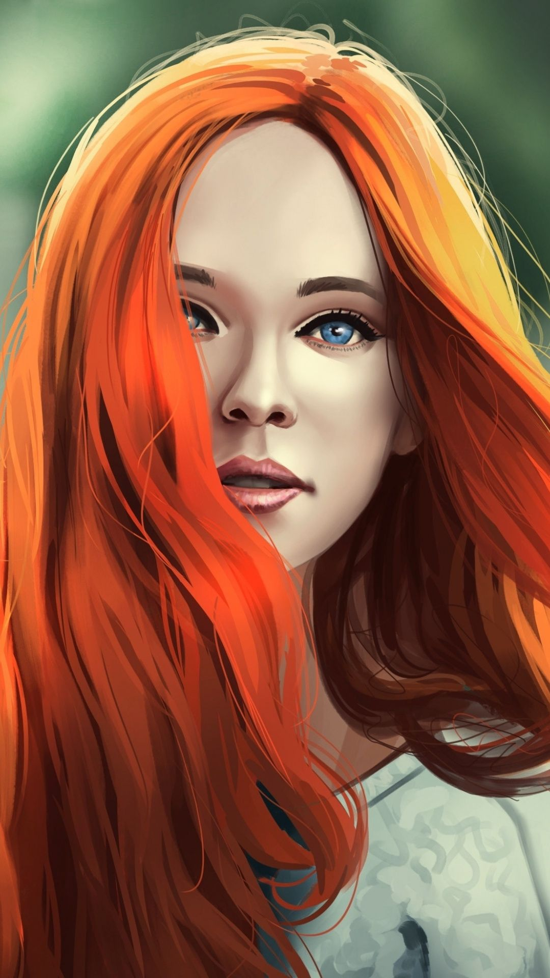 1080x1920 Girl, artwork, pretty, redhead wallpaper | Digital art girl, Redhead, Art girl