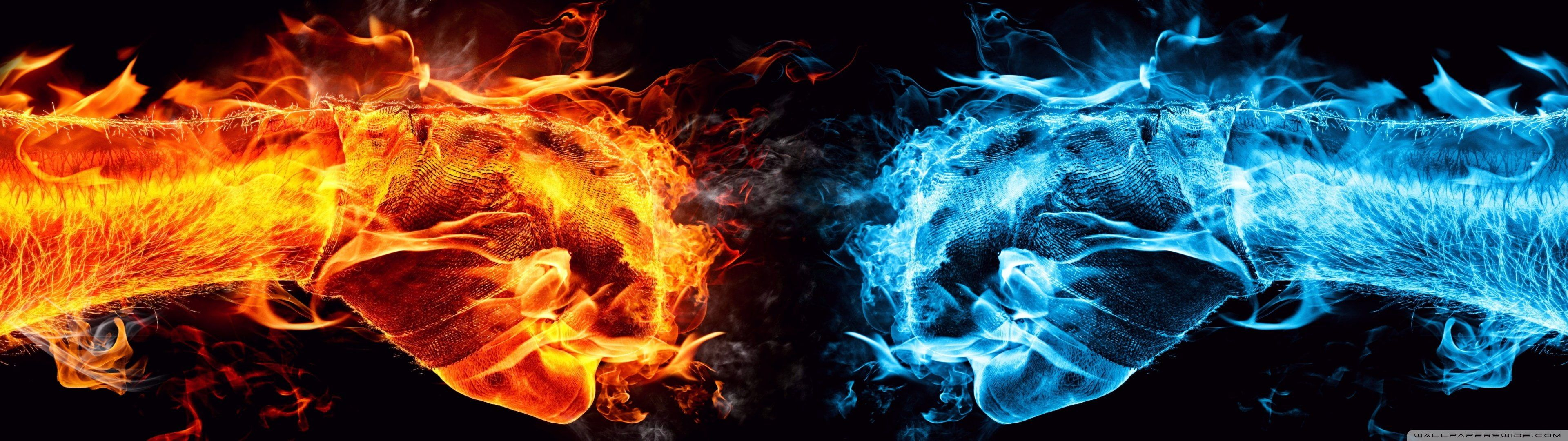 3840x1080 flame fist wallpaper #bleu #blue #dual #feu #fire #flame #flamme #monitor #multi #multiple #orange #screen #4&acirc;&#128;&brvbar; | Wallpaper backgrounds, Hand illustration, Wallpaper