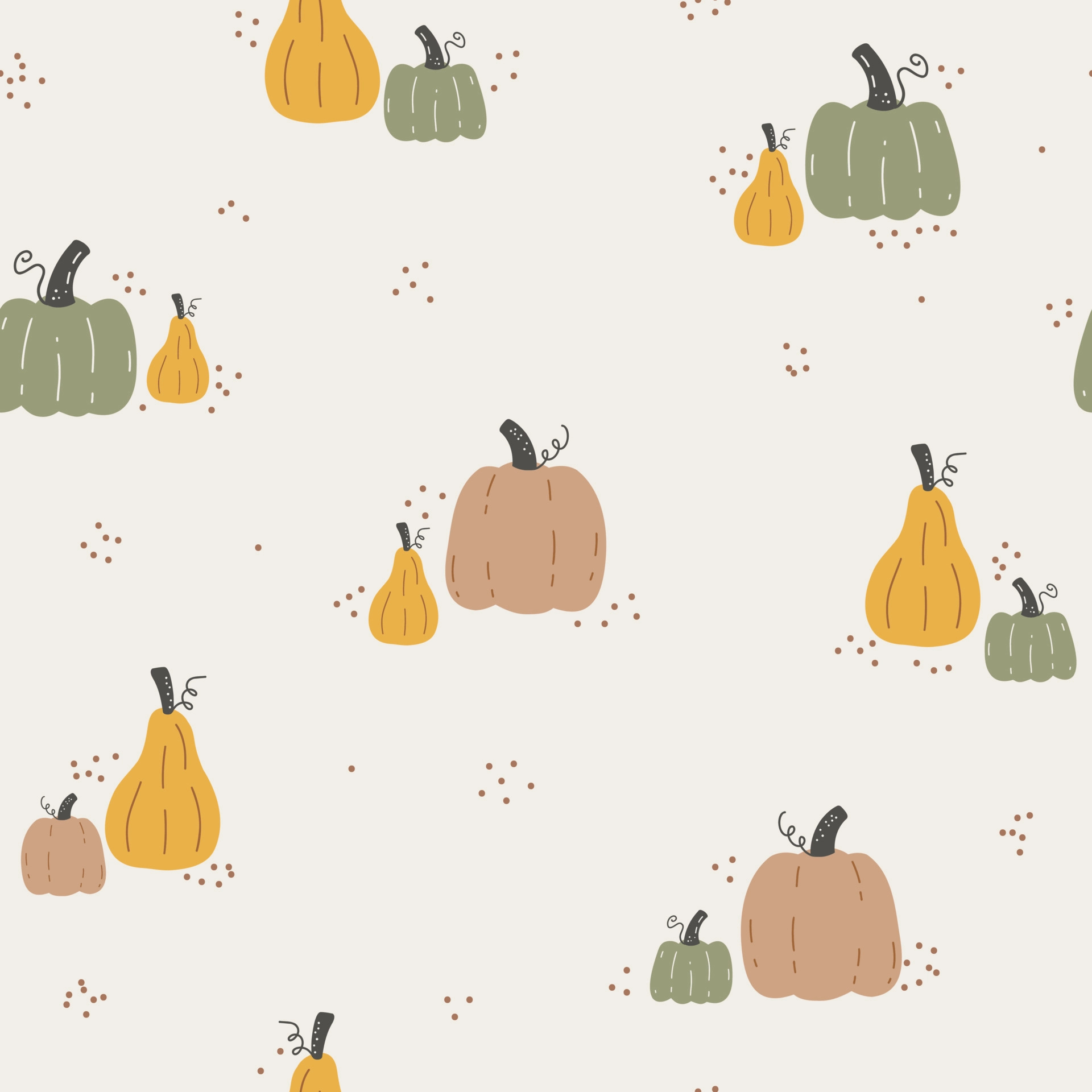 1920x1920 Cute autumn vector seamless pattern of pumpkins. In Scandinavian style. For textiles, wallpapers, designer paper, etc 8662978 Vector Art