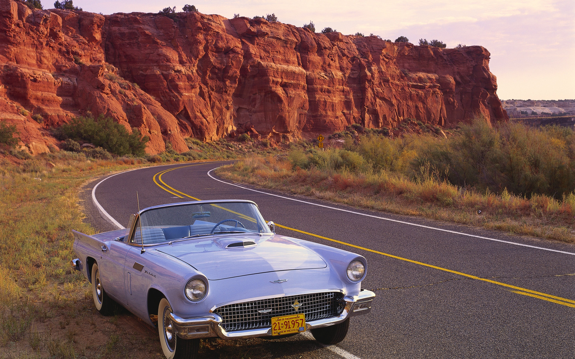 1920x1200 1957 Ford T Bird parked near colored bluffs on Route 66 in Laguna New Mexico Sample Pictures Wallpaper (41407754) Fanpop