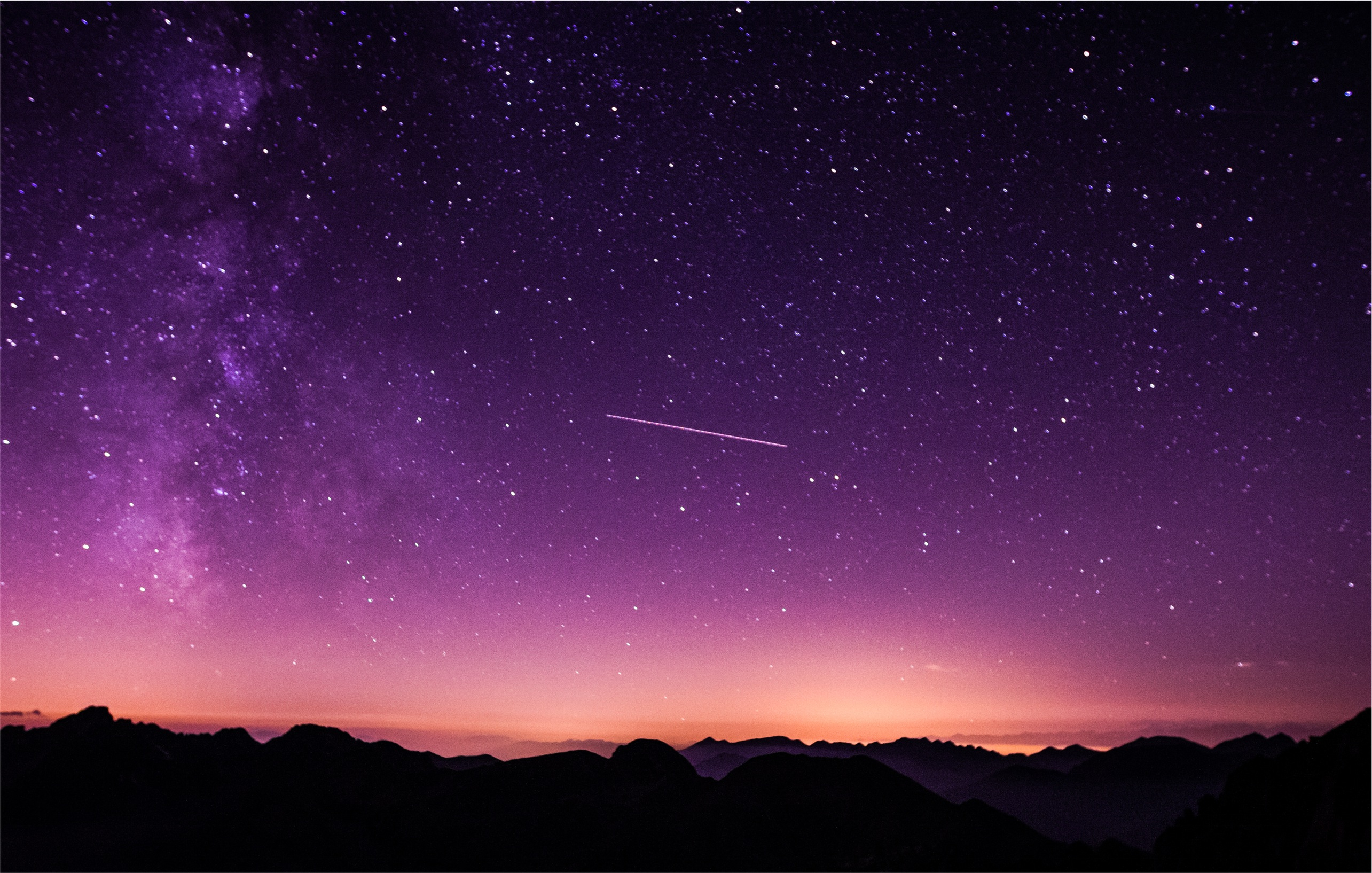 2569x1634 Shooting Stars In Purple Sky, HD Nature, 4k Wallpapers, Images, Backgrounds, Photos and Pictures