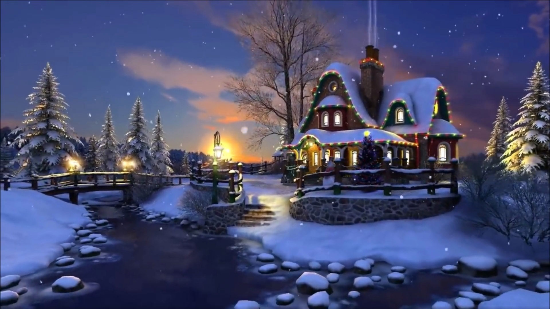1920x1080 Magical Christmas Evening Winter Snow Night Wallpapers Hd Eyecandy for your XFCE-Desktop