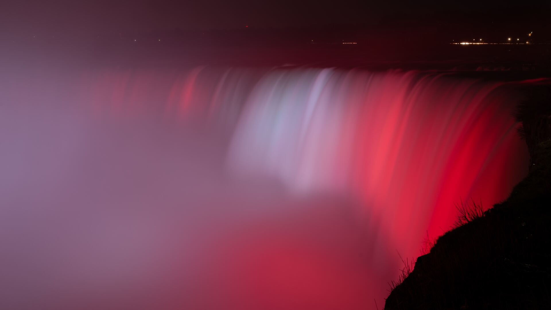 1920x1080 Niagara Falls Waterfall Red Backlight HD Wallpaper