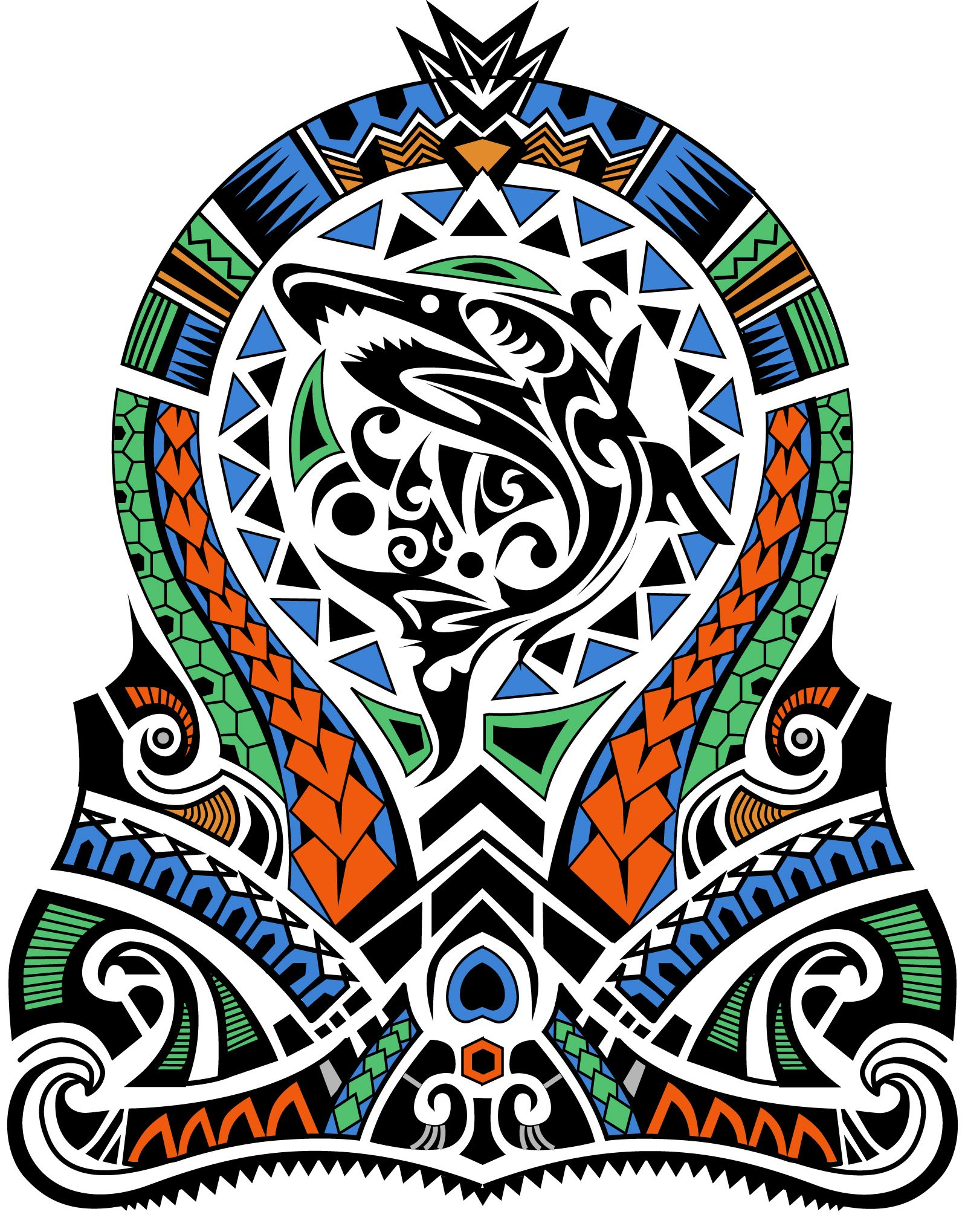 1597x2038 Polynesian Shark Tribal Maori Half Sleeve Color. Designer: Andrija Protic | Tatuagem maori, Tatuagem mandala, Tatuagem