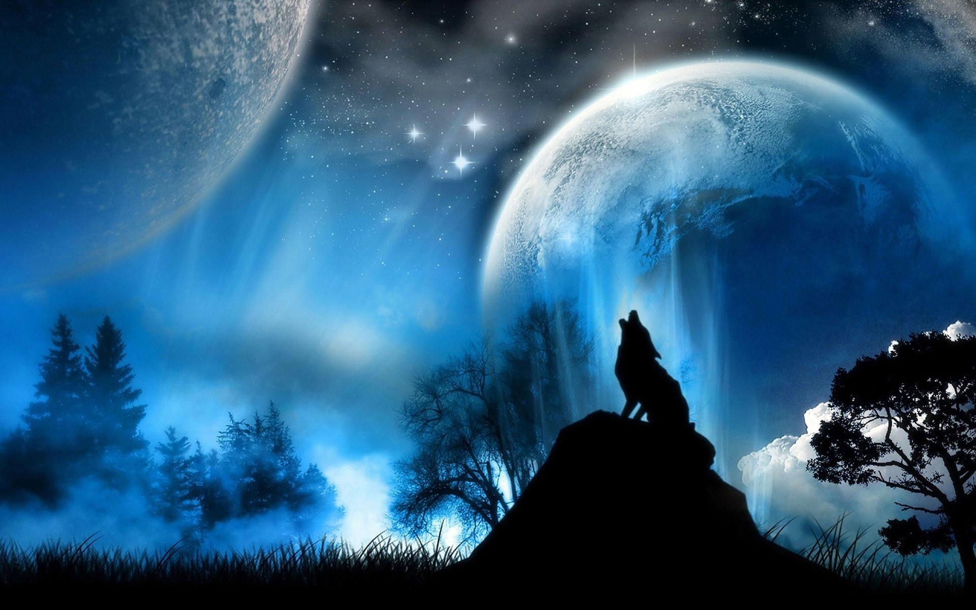 1920x1200 Wolf And Moon Wallpapers