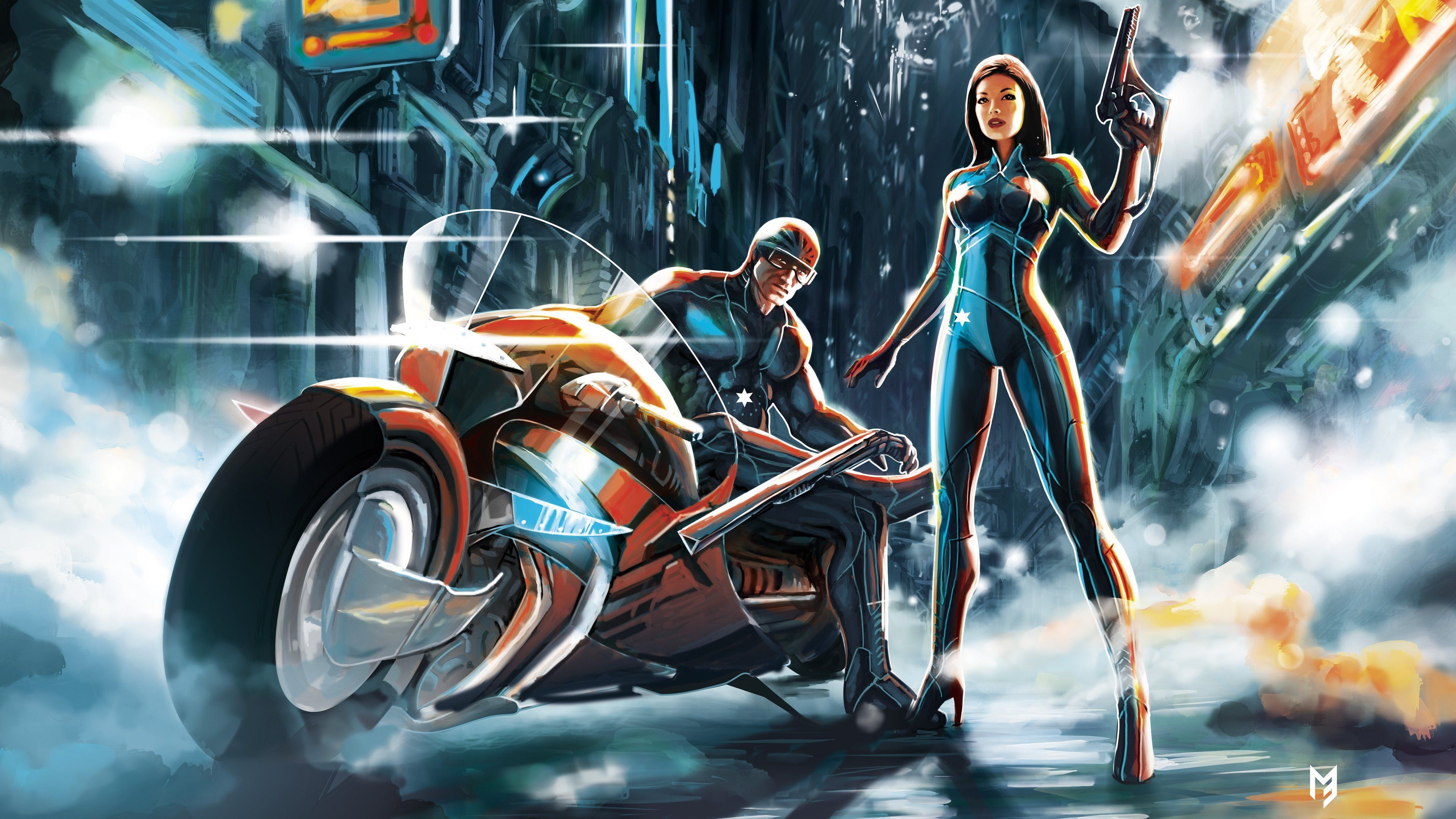 3840x2160 Scifi Futuristic Warrior Girl And Boy With Bike scifi wallpapers, hd- wallpapers, digital art wallpapers, artwork &acirc;&#128;&brvbar; | Warriors wallpaper, Warrior girl, Art wallpaper