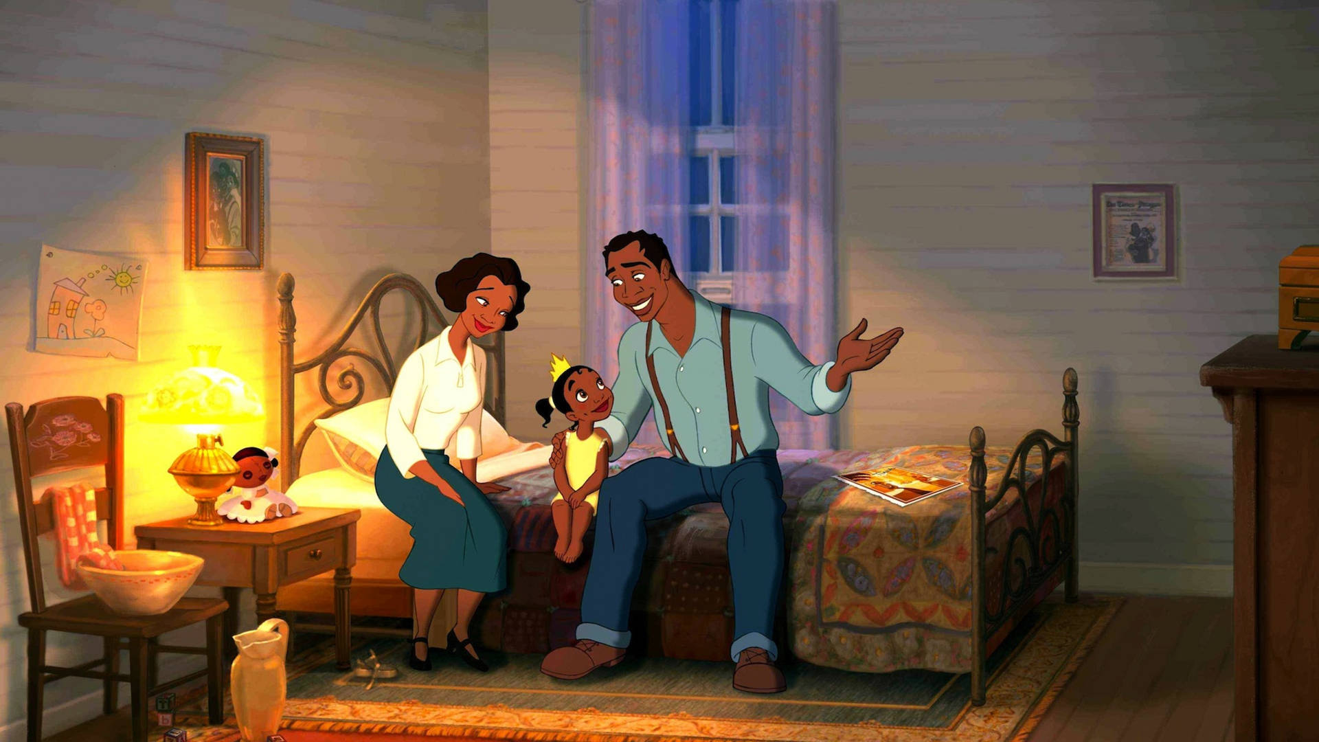 1920x1080 Download The Princess And The Frog Tiana's Complete Family Wallpaper |
