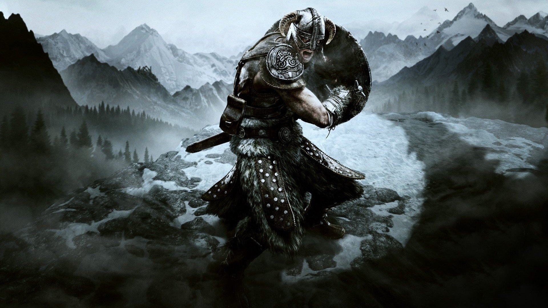 1920x1080 Video games mountains Vikings armor shield warriors swords The Elder Scrolls V: Skyrim wallpaper | | 257224