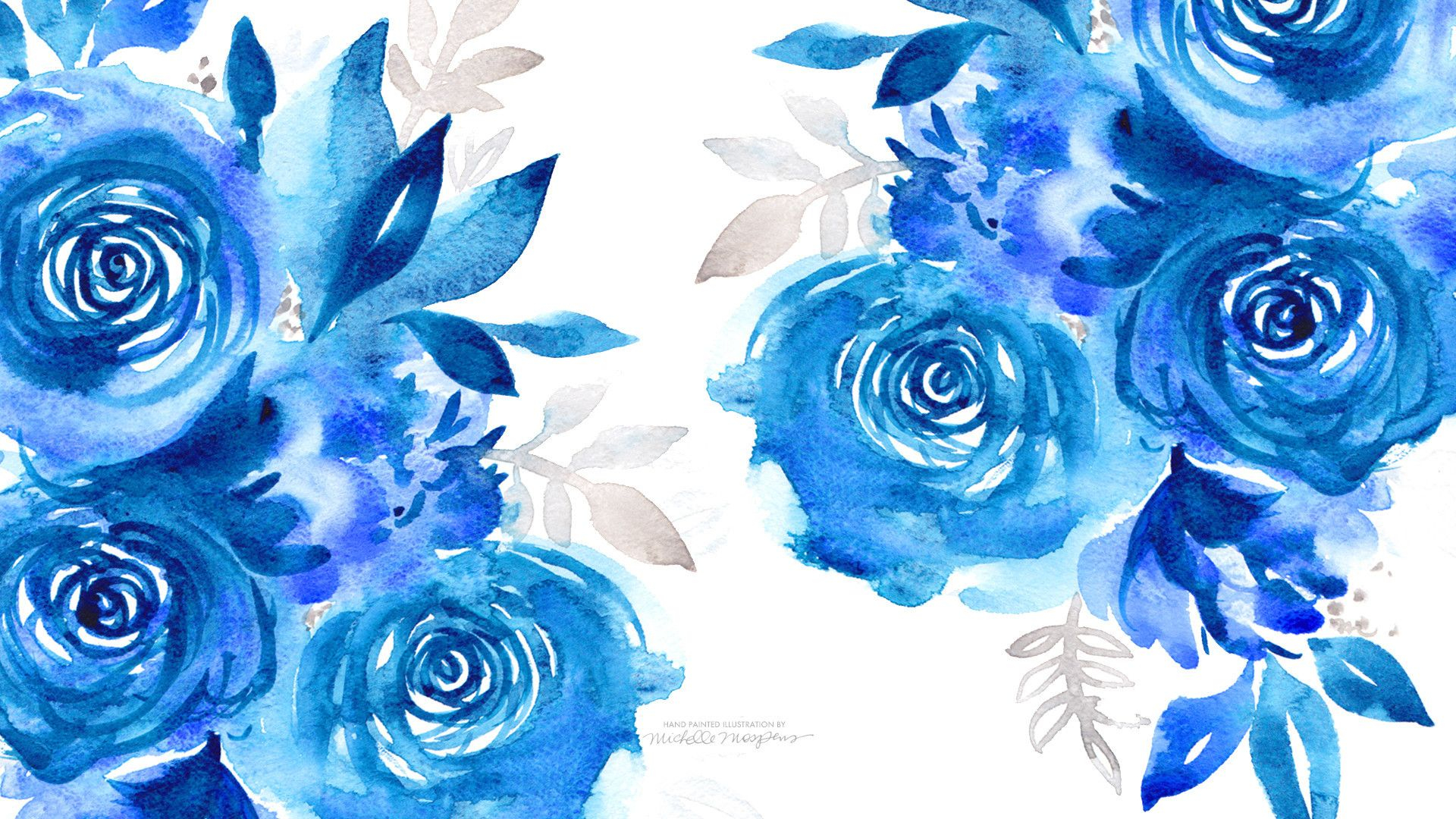 1920x1080 Blue Watercolor Flowers Wallpapers Top Free Blue Watercolor Flowers Backgrounds