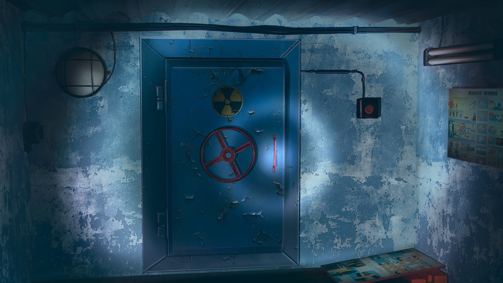 1920x1080 Digital painting of vault door with nuclear signage, radioactive HD wallpaper