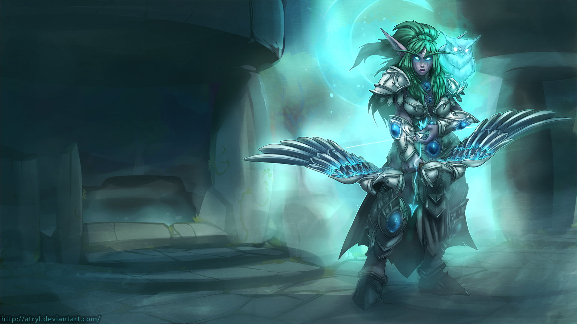 1920x1080 Elf archer 3D wallpaper, heroes of the storm, Night Elves, Tyrande, World of Warcraft: Wrath of the Lich King HD wallpaper