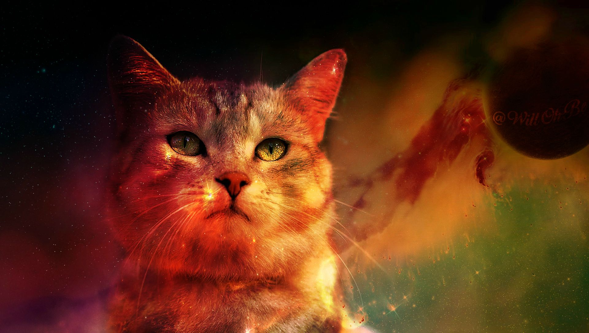 1920x1085 Pin by Ramon Sanchez on Cats in the Space + | Planets wallpaper, Cat wallpaper, Digital art