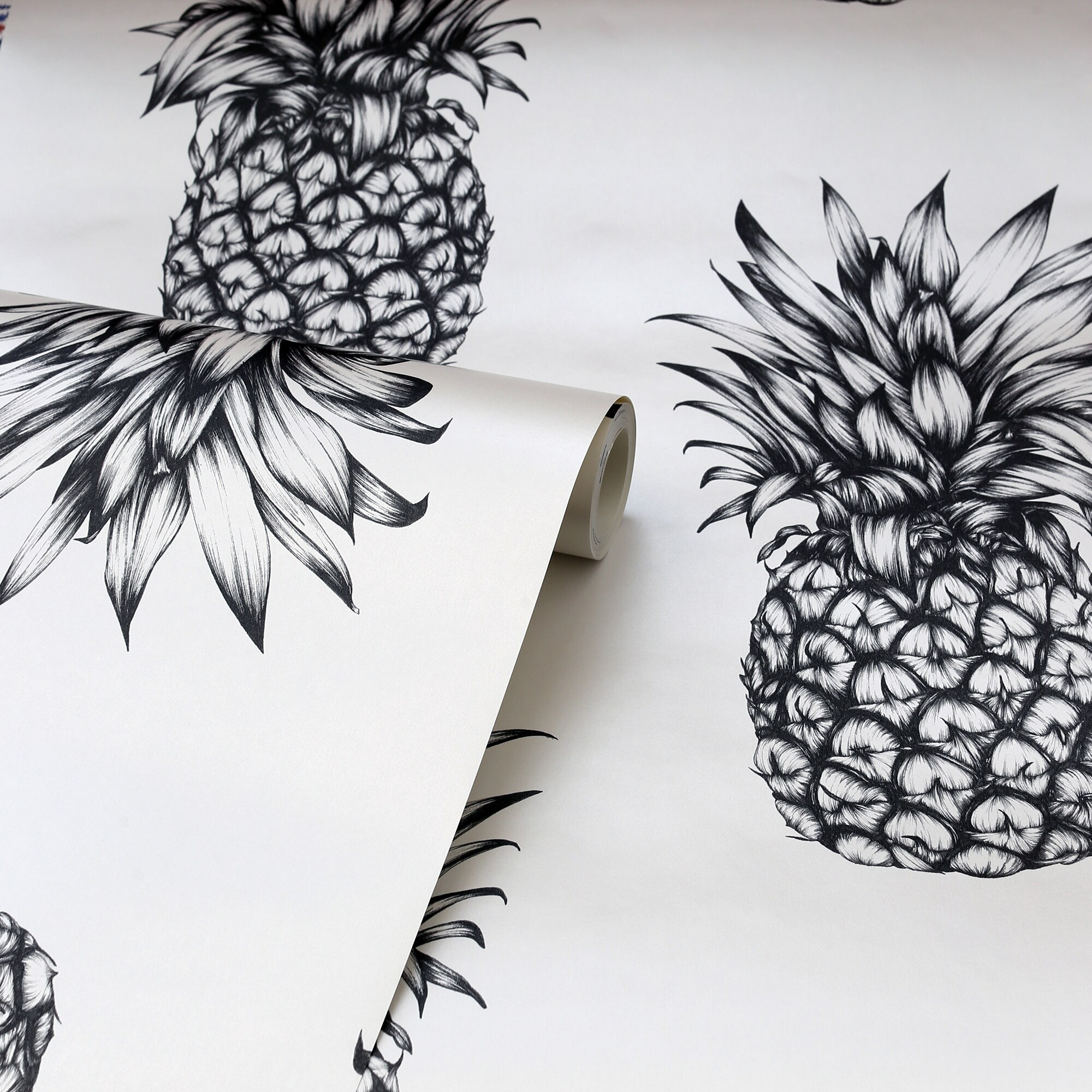 2000x2000 Arthouse Copacabana Black and White Pineapple Wallpaper in the Wallpaper department at