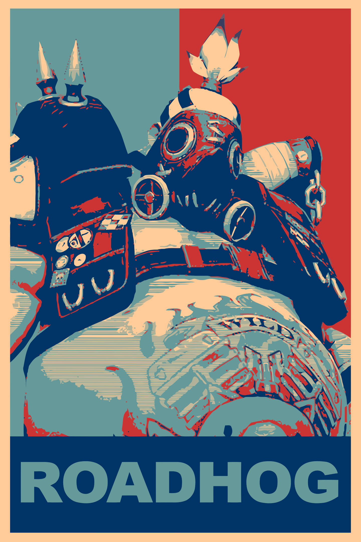 1439x2160 Roadhog illustration, Roadhog (Overwatch), Gamer, propaganda, Overwatch HD wallpaper