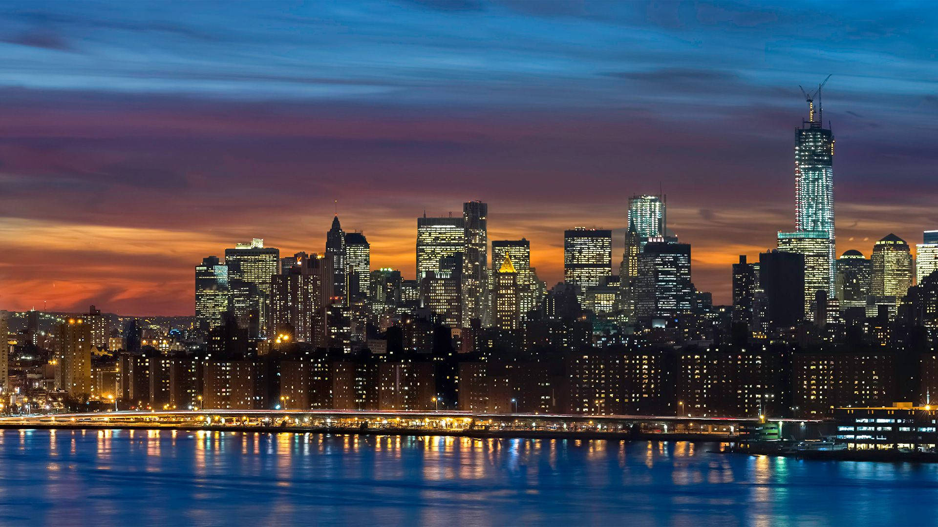 1920x1080 Download New York Hd Skyline At Night Wallpaper