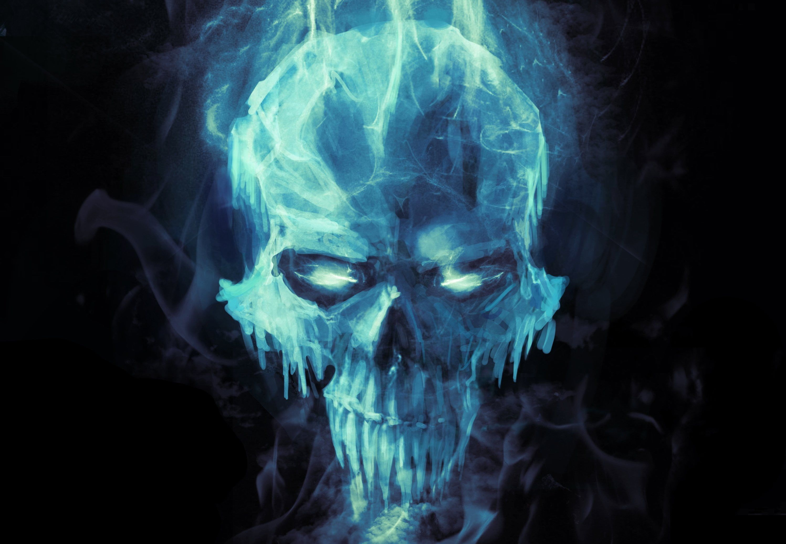 2994x2075 blue skull wallpaper #cold #ice #fiction #skull #icicles #art black background #2K #wallpaper #hdwallpaper #desktop | Skull wallpaper, Skull art, Blue skulls