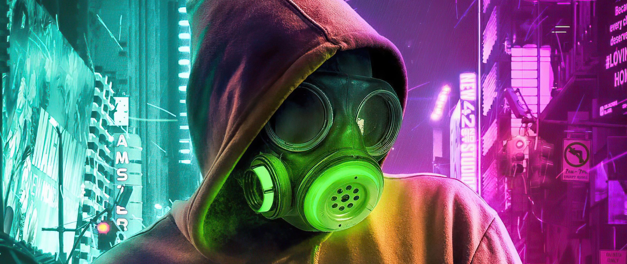 2560x1080 Toxic Mask Hoodie Guy 4k Resolution HD 4k Wallpapers, Images, Backgrounds, Photos and Pictures