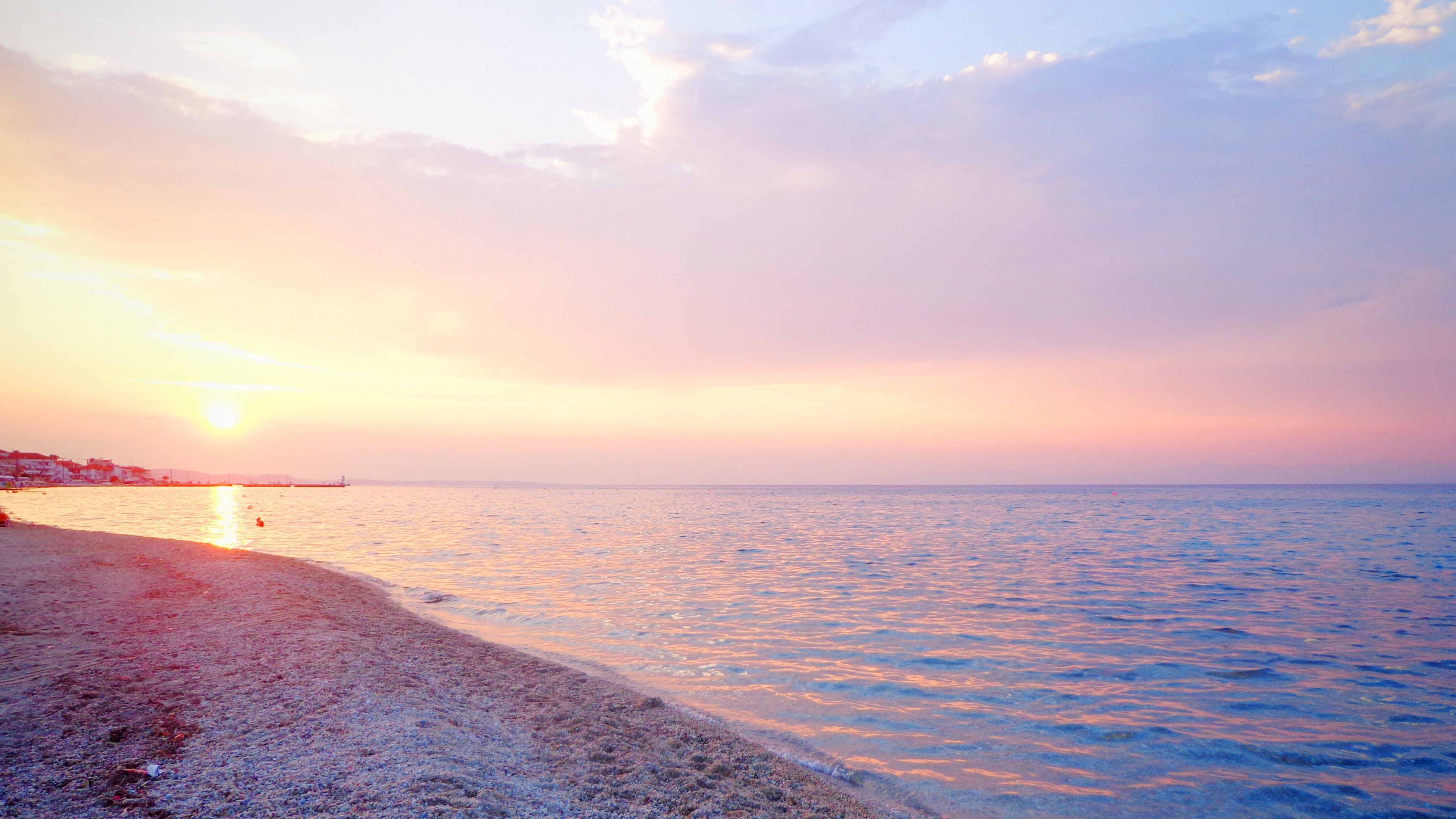 3840x2160 Greece Sea Beach Sunset 4k HD Wallpapers | Beach sunset wallpaper, Pink ocean wallpaper, Beach wallpaper