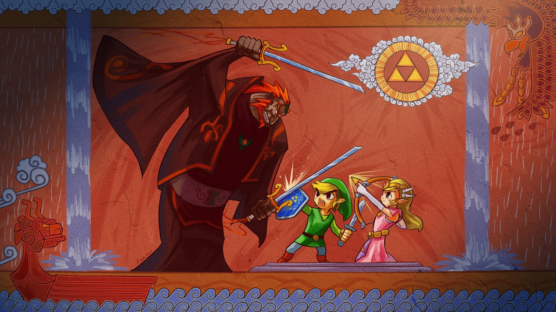 1920x1080 Zelda illustration, The Legend of Zelda, Link, Zelda, Triforce HD wallpaper