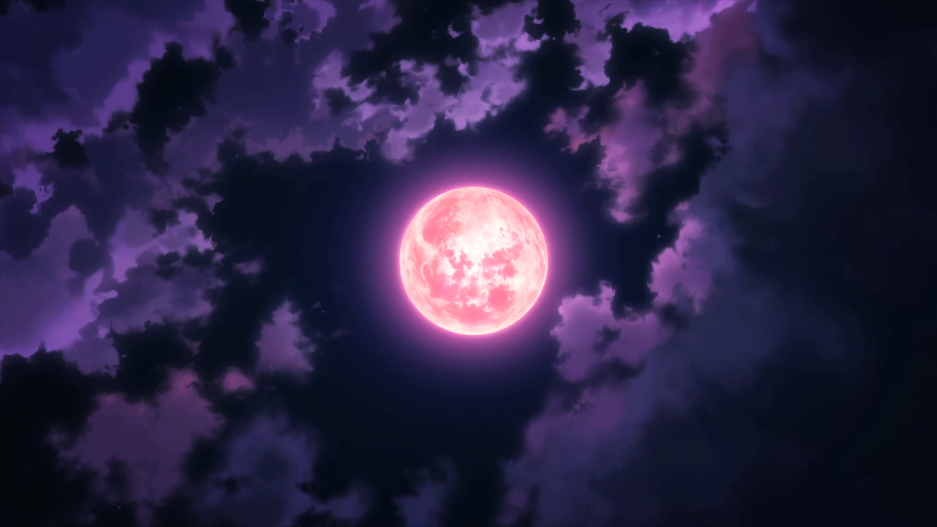 1920x1080 Red moon illustration, anime, Moon, sky, clouds HD wallpaper | Wallpaper Flare