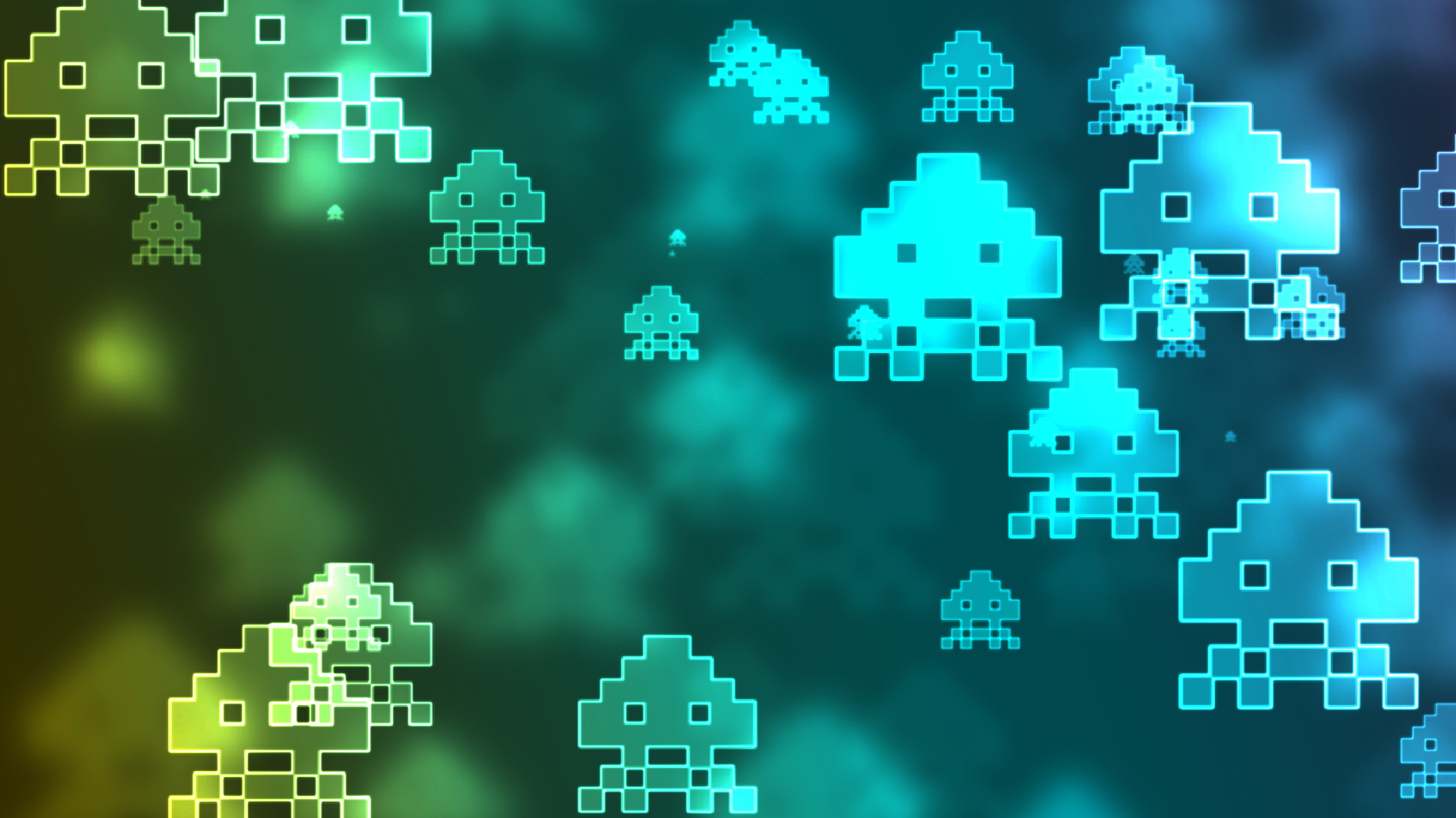1920x1080 Space Invaders Blue HD wallpaper | games | Wallpaper Better