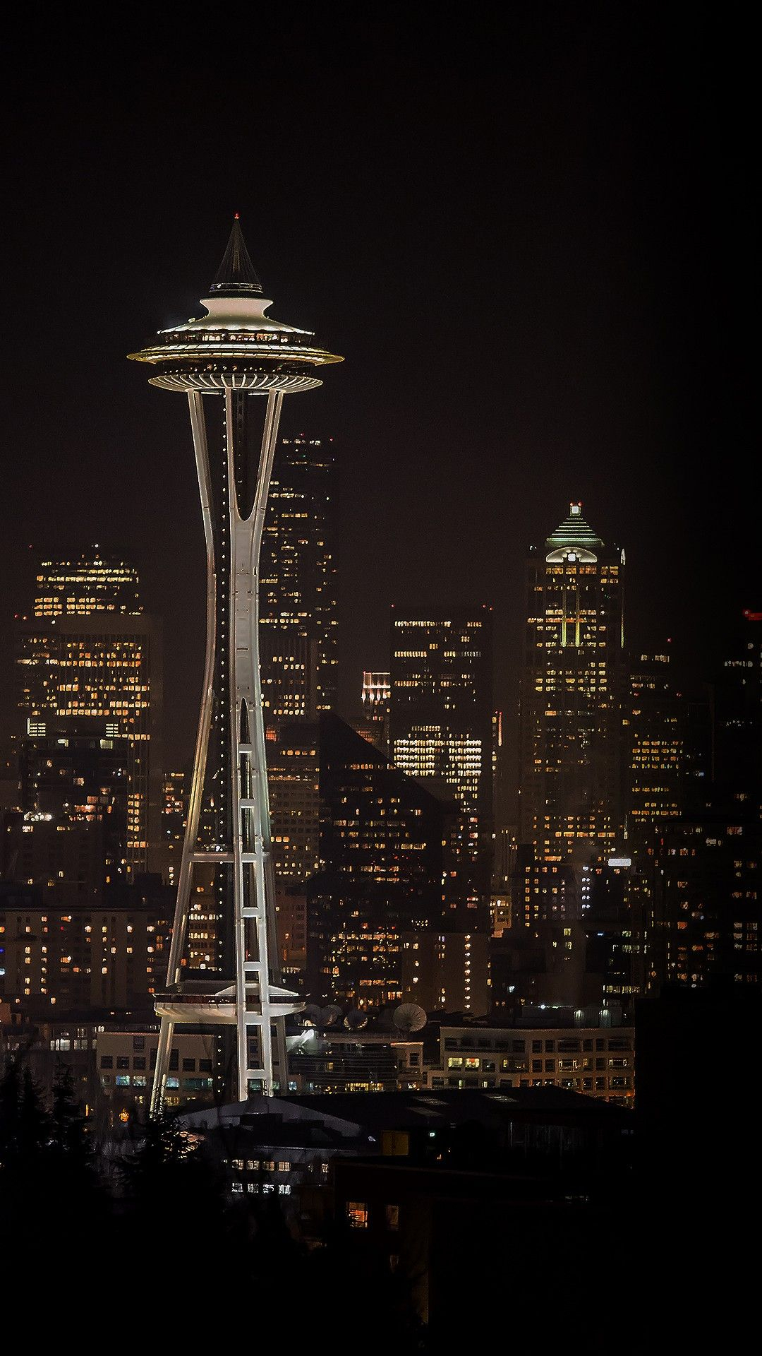 1080x1920 Seattle Space Needle Night City Skyline HD Wallpaper Check more at ;&#128;&brvbar; | Seattle wallpaper, City skyline night, Night city