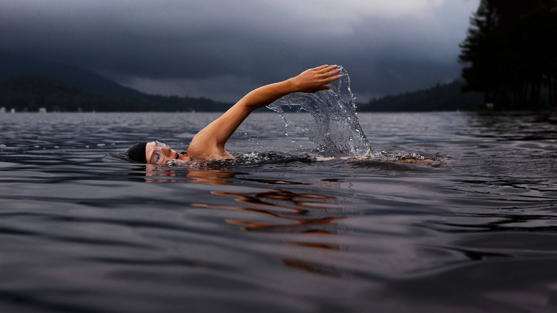 1920x1080 Download Man Swimming In Lake Wallpaper