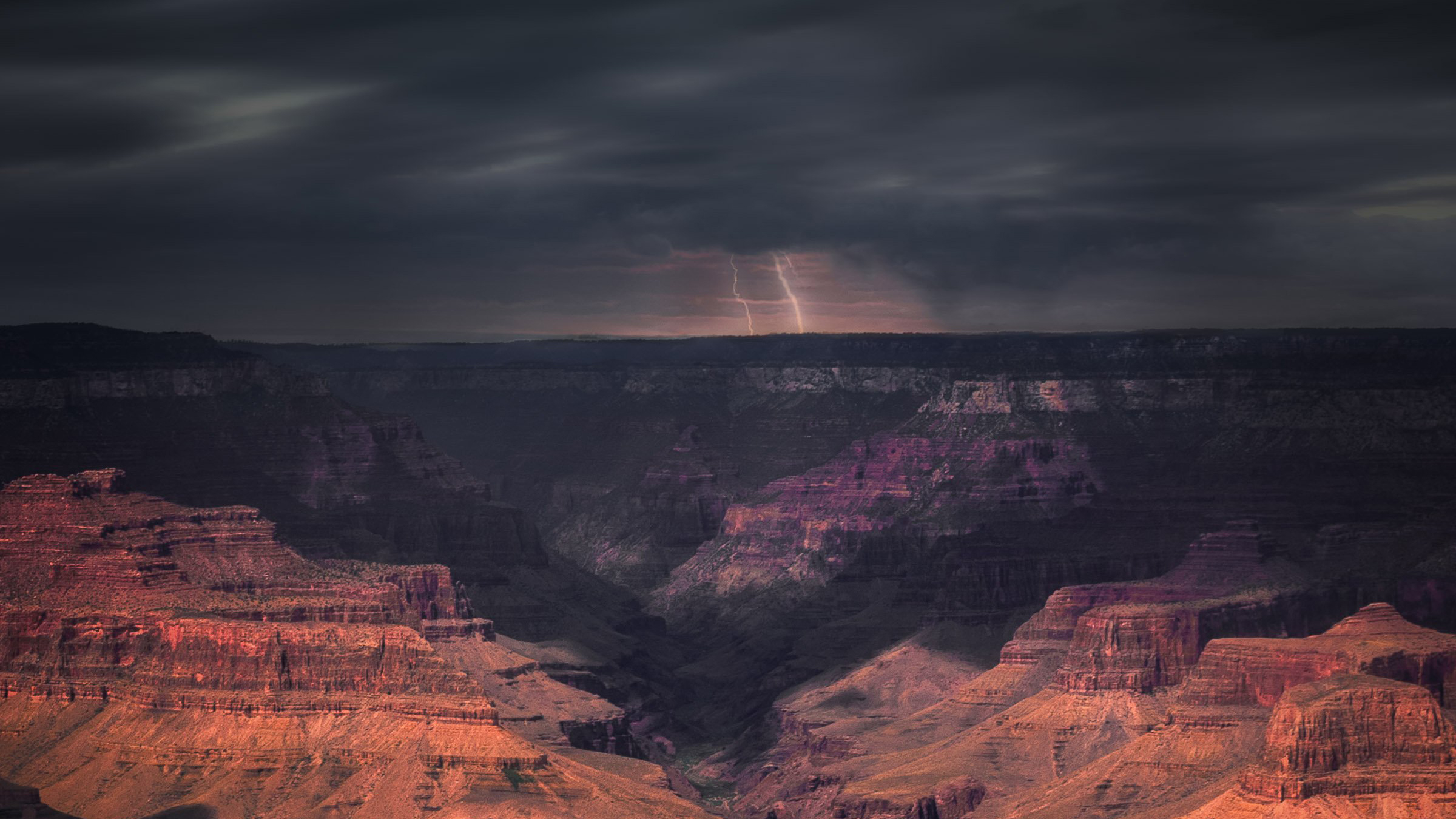 2400x1350 Storm Passing Through The Grand Canyon, HD Nature, 4k Wallpapers, Images, Backgrounds, Photos and Pictures
