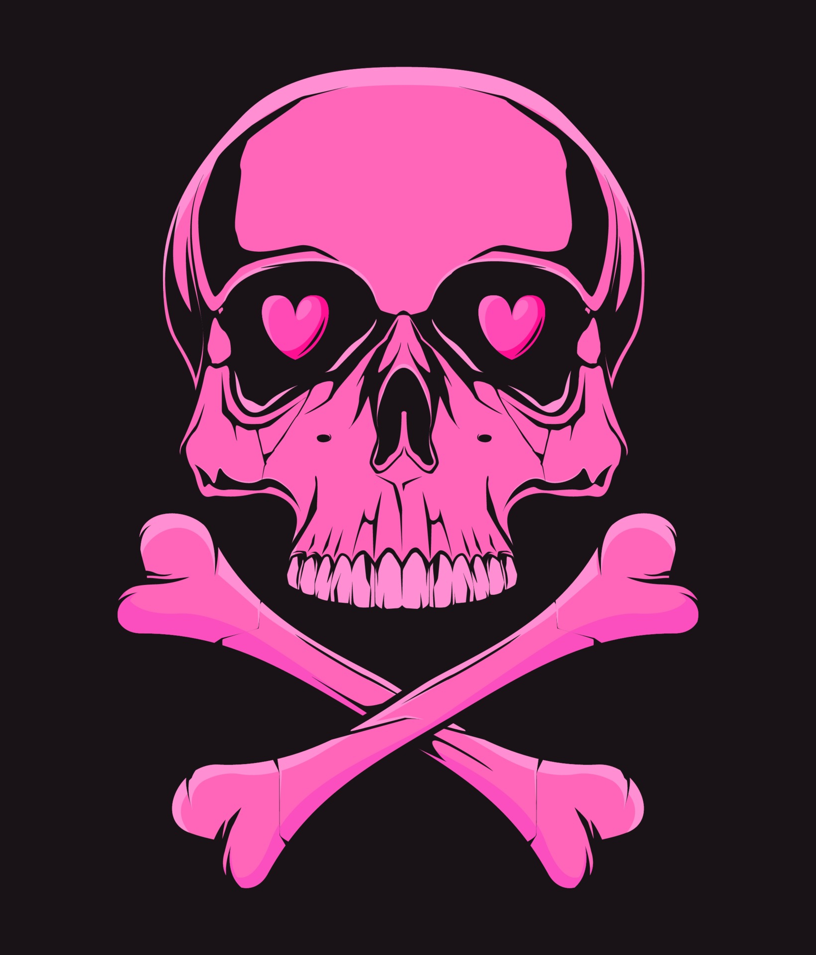 1641x1920 Pink skull with bones. Illustration for t-shirt print. Vector fashion illustration 2144847 Vector Art