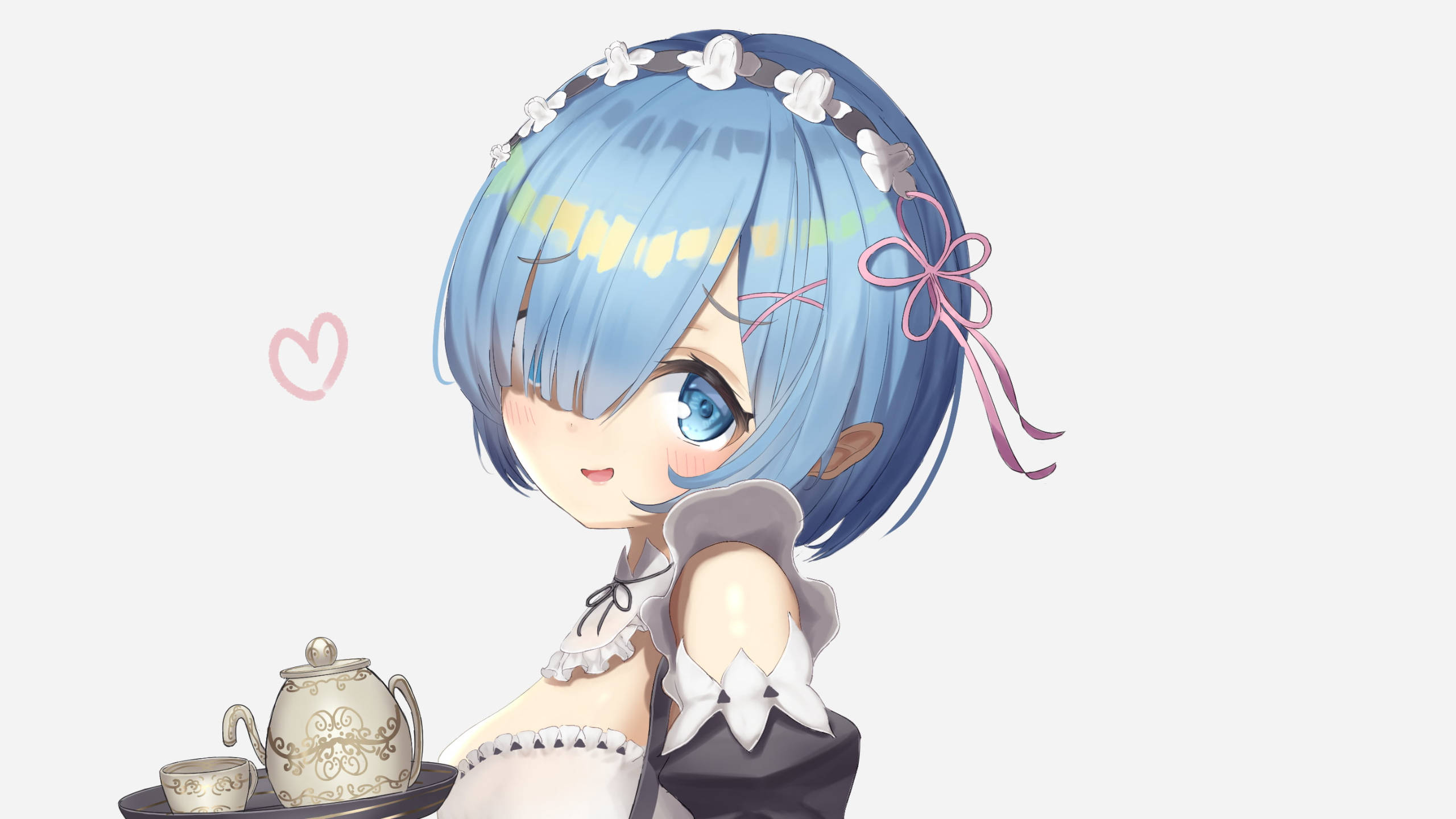 2560x1440 Download Rem With Teapot And Cup Wallpaper