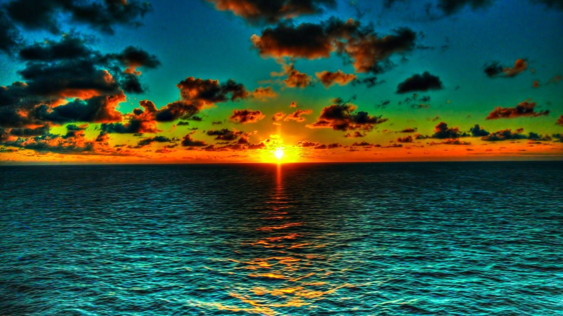 1920x1080 Beautiful Ocean Sunset Wallpapers