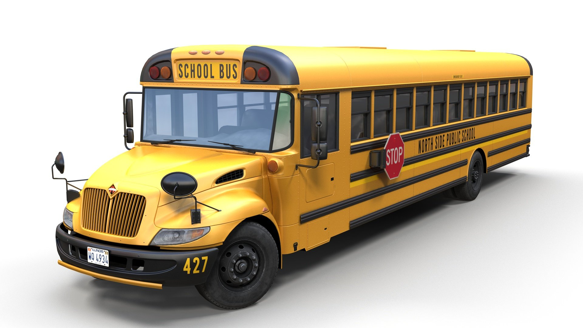 1920x1080 International School Bus 3D Model by Veaceslav Condraciuc
